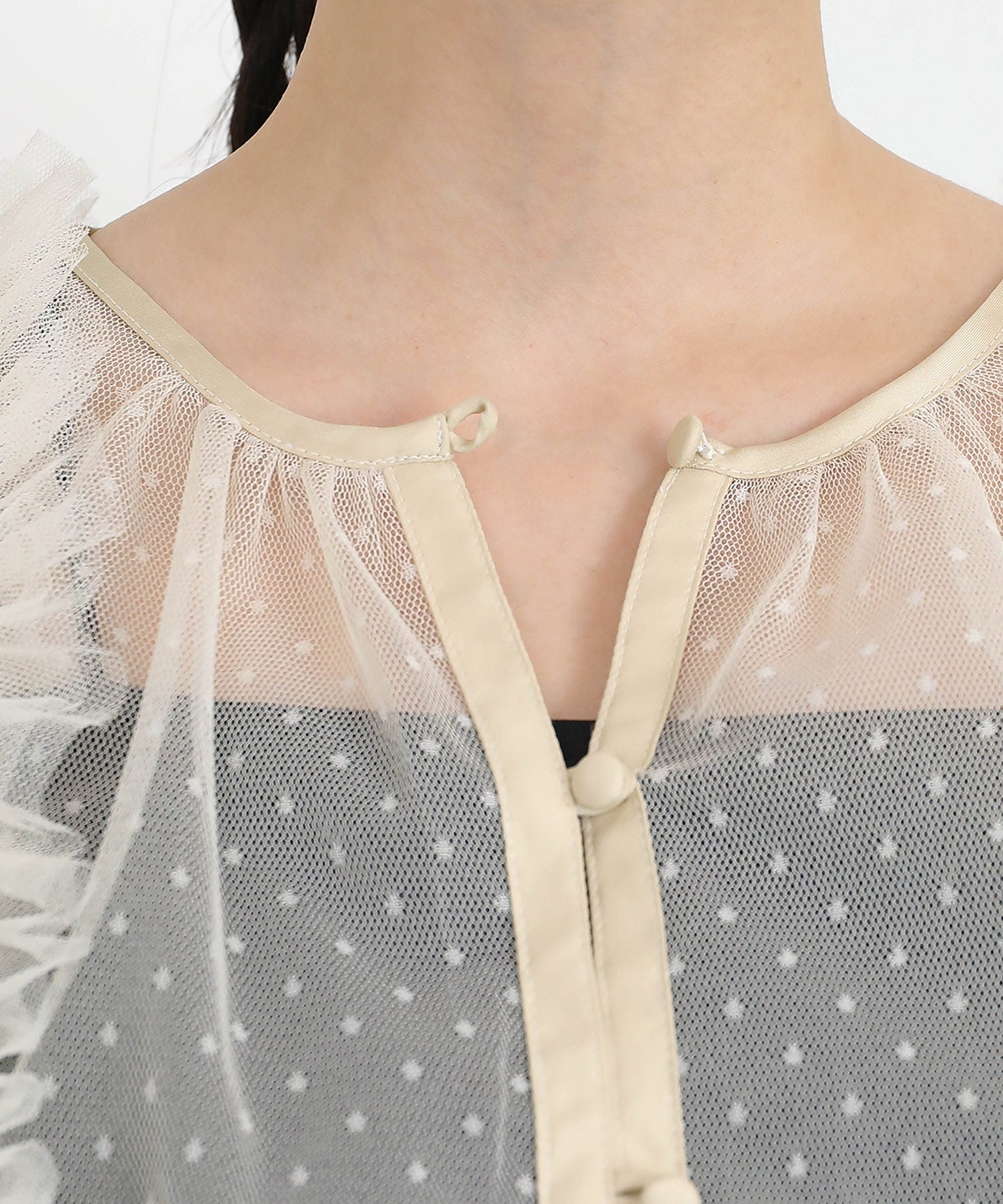 ドットチュールフリルトップス ダブルストラップキャミワンピ 2点セット パーティー ドレス