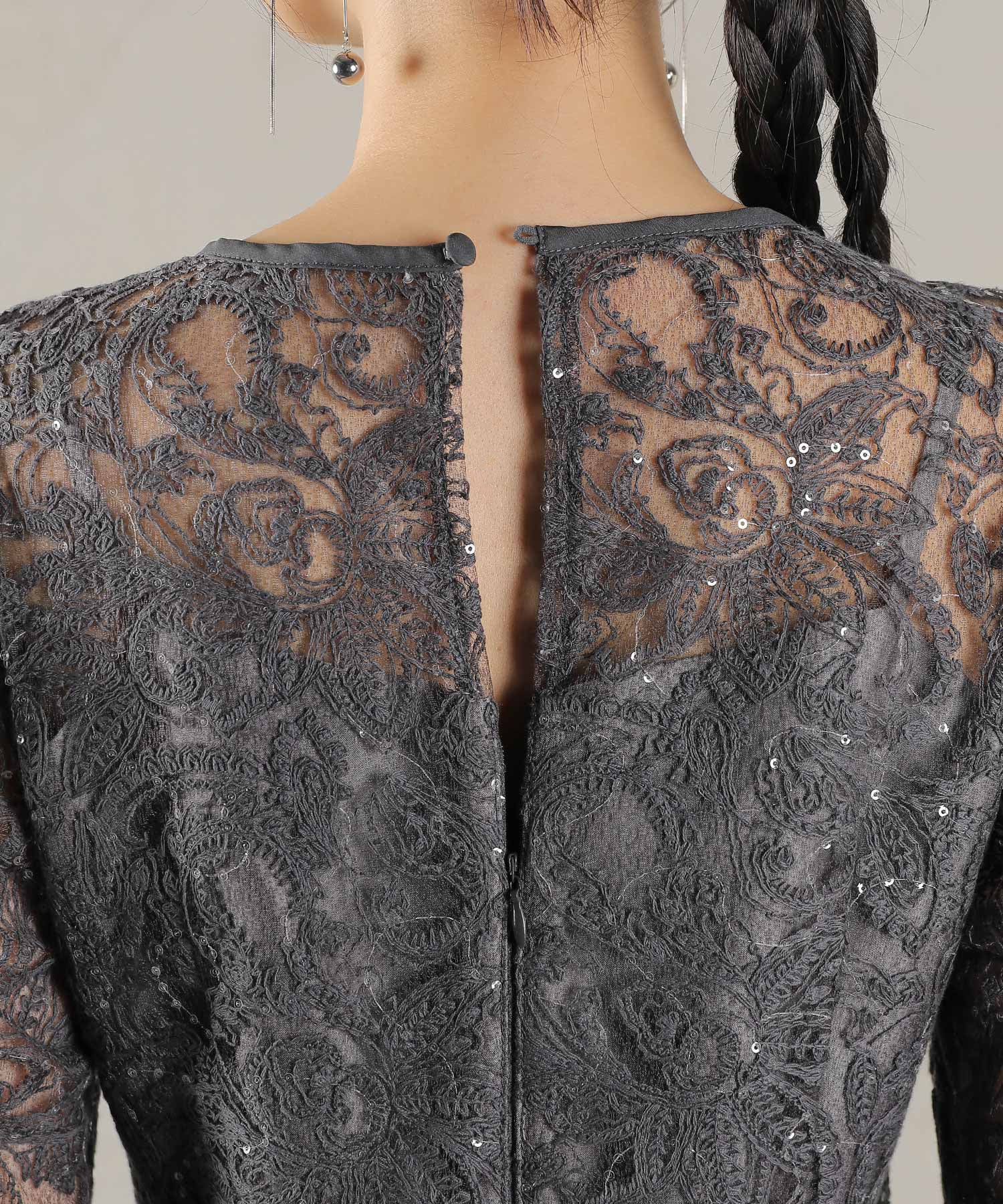 総レース スパンコール マーメイド ワンピース ドレス