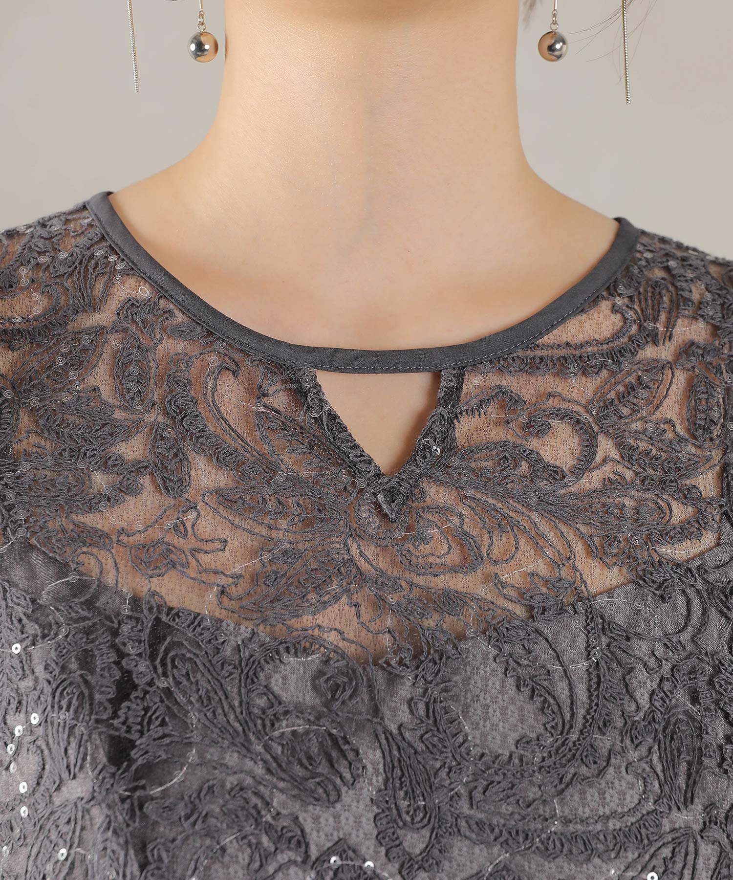 総レース スパンコール マーメイド ワンピース ドレス