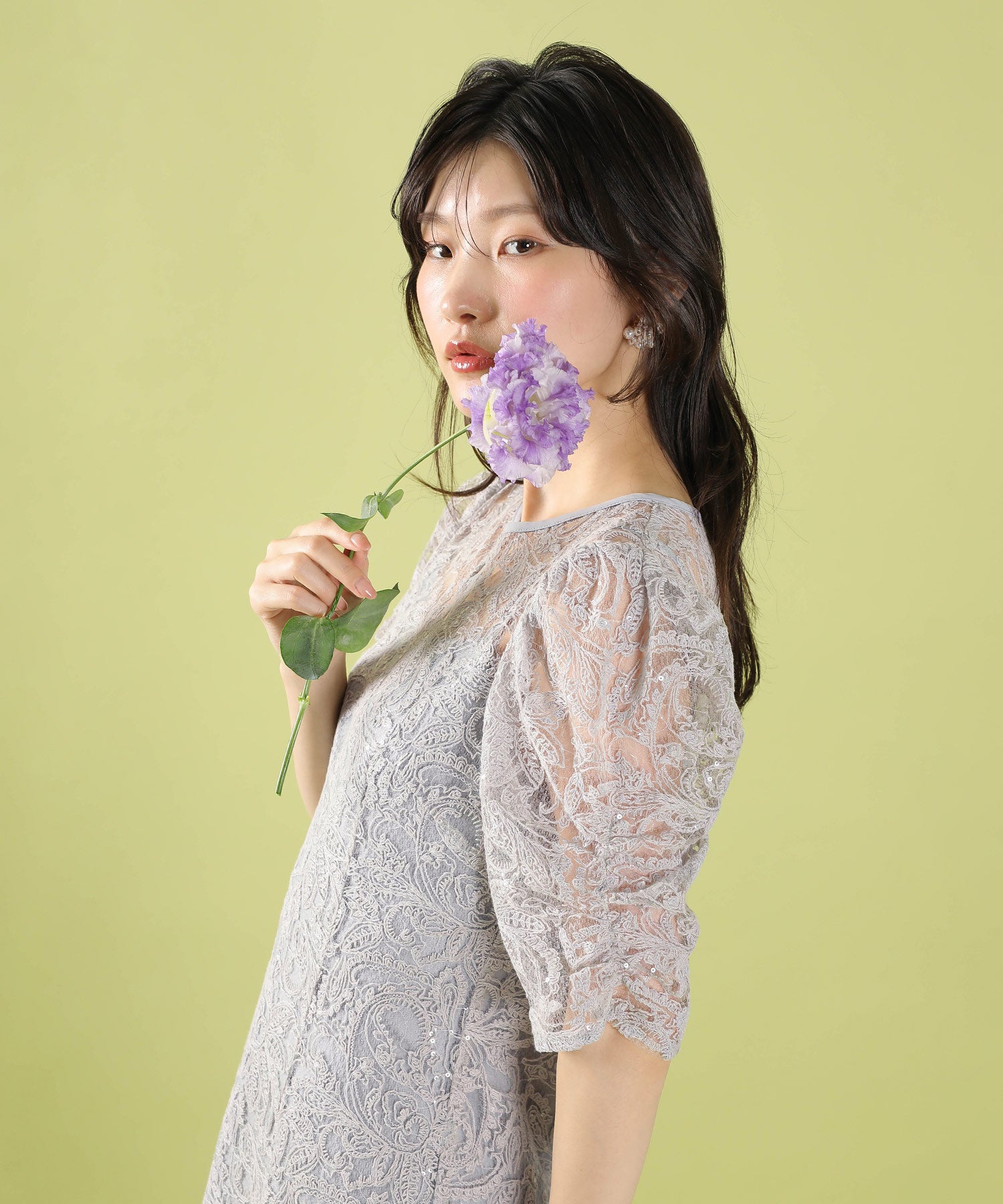 総レース スパンコール マーメイド ワンピース ドレス