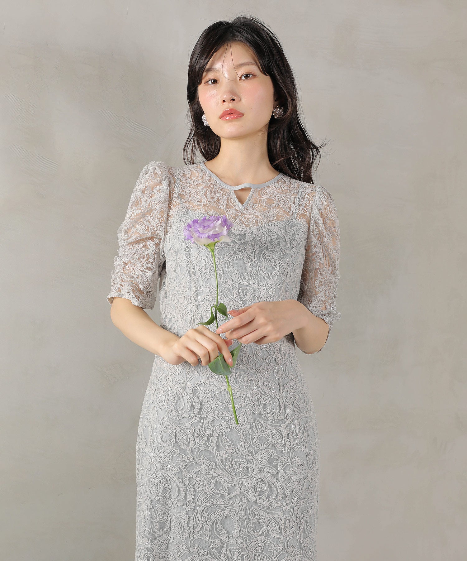 総レース スパンコール マーメイド ワンピース ドレス