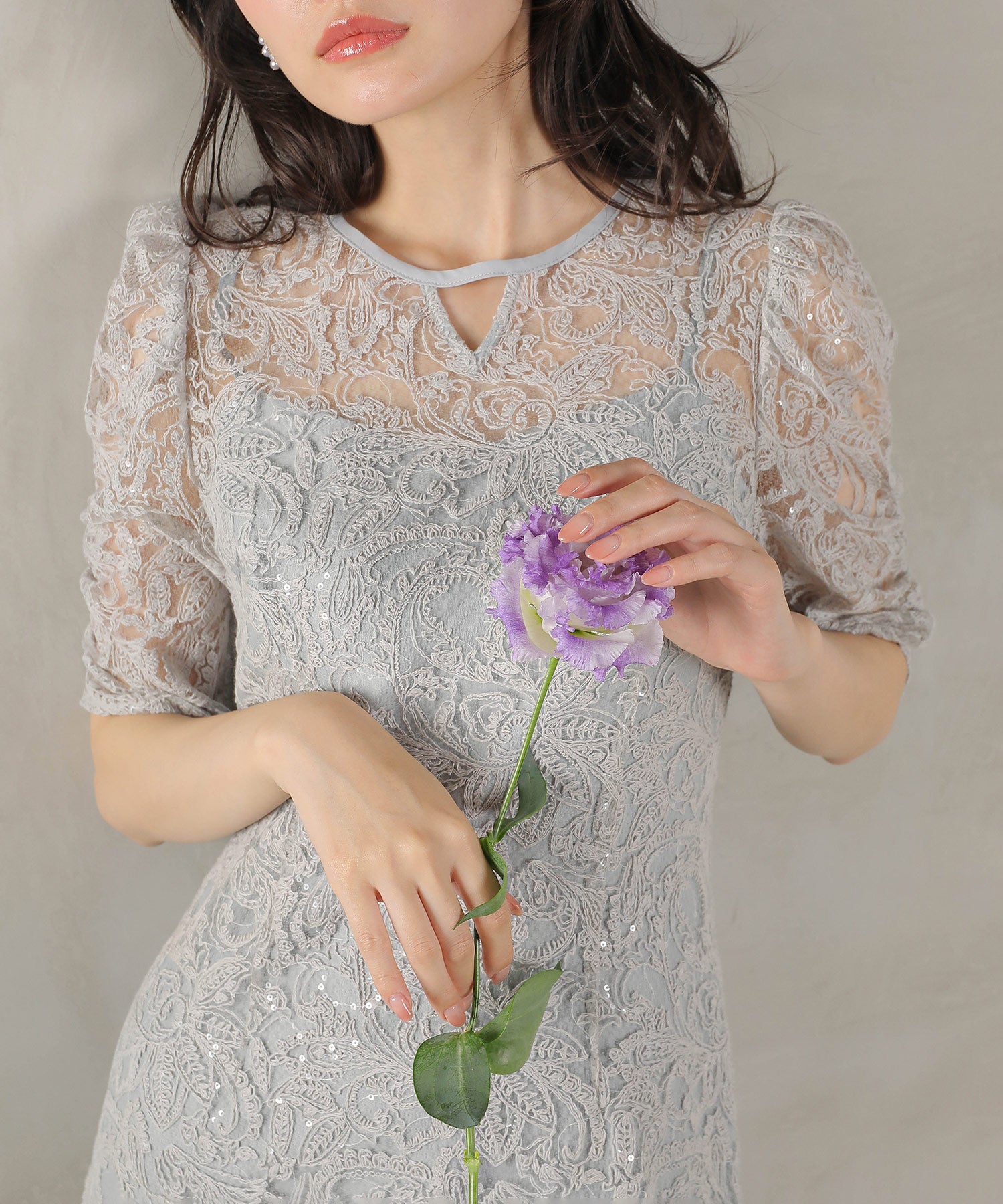 総レース スパンコール マーメイド ワンピース ドレス