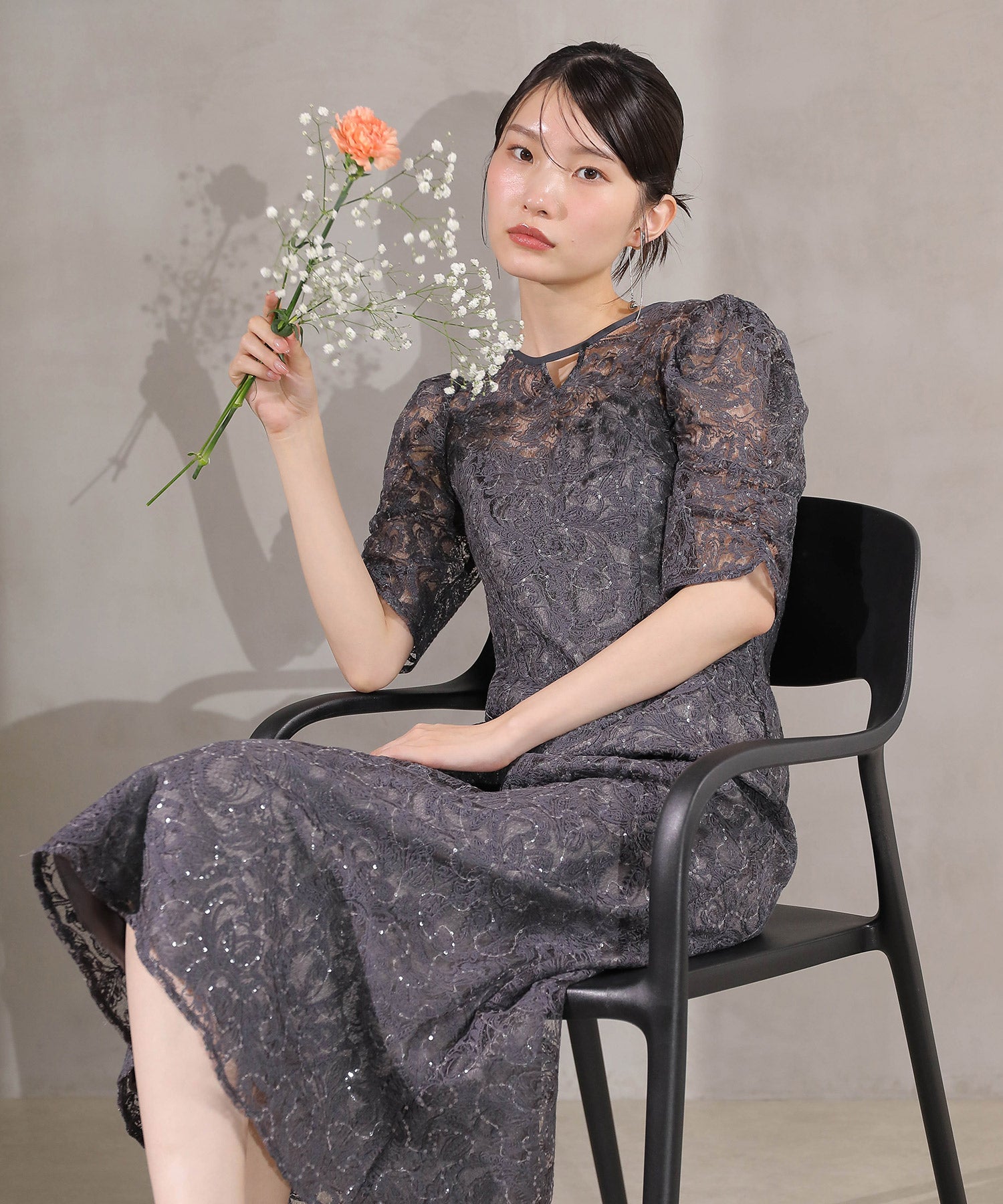 総レース スパンコール マーメイド ワンピース ドレス