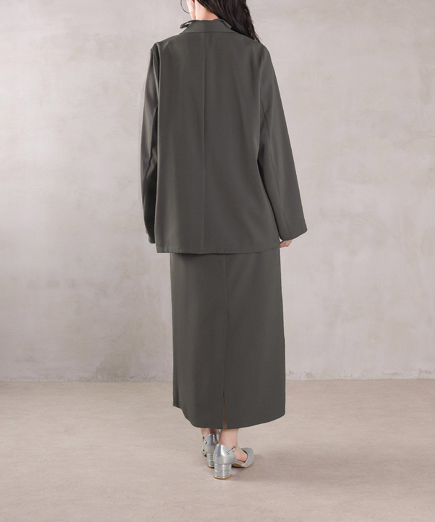 シングルジャケット 袖ファスナー Iライン ワンピース 2点セット