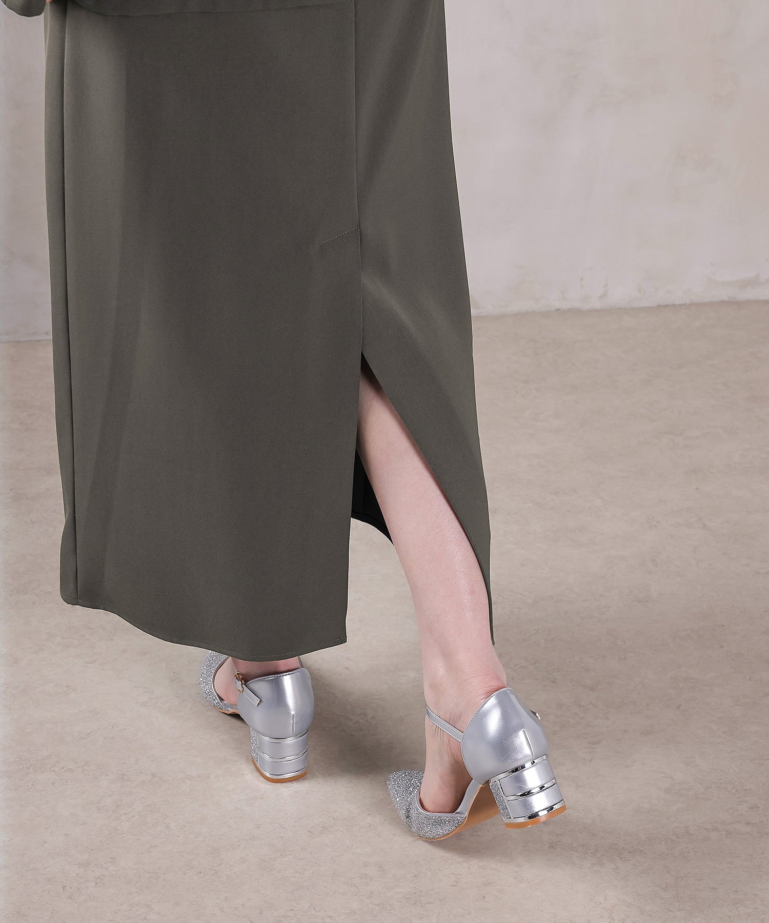 シングルジャケット 袖ファスナー Iライン ワンピース 2点セット