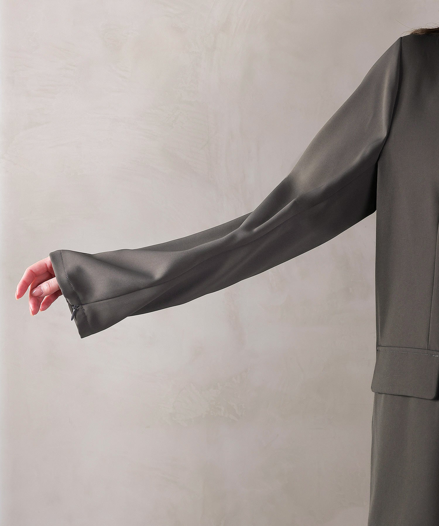 シングルジャケット 袖ファスナー Iライン ワンピース 2点セット