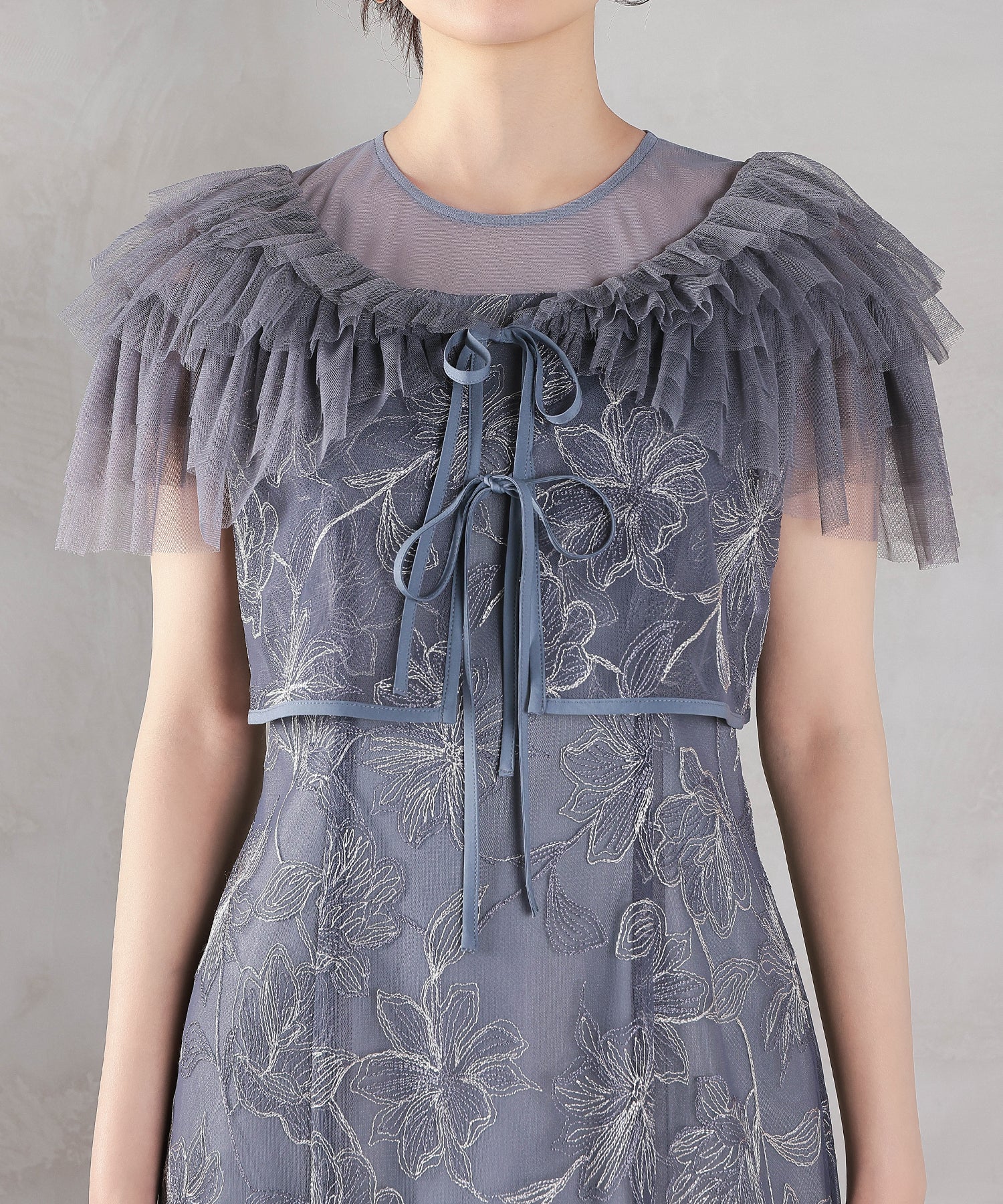 花柄刺繍レース フリル ボレロ 総レース マーメイドワンピース 2点セット