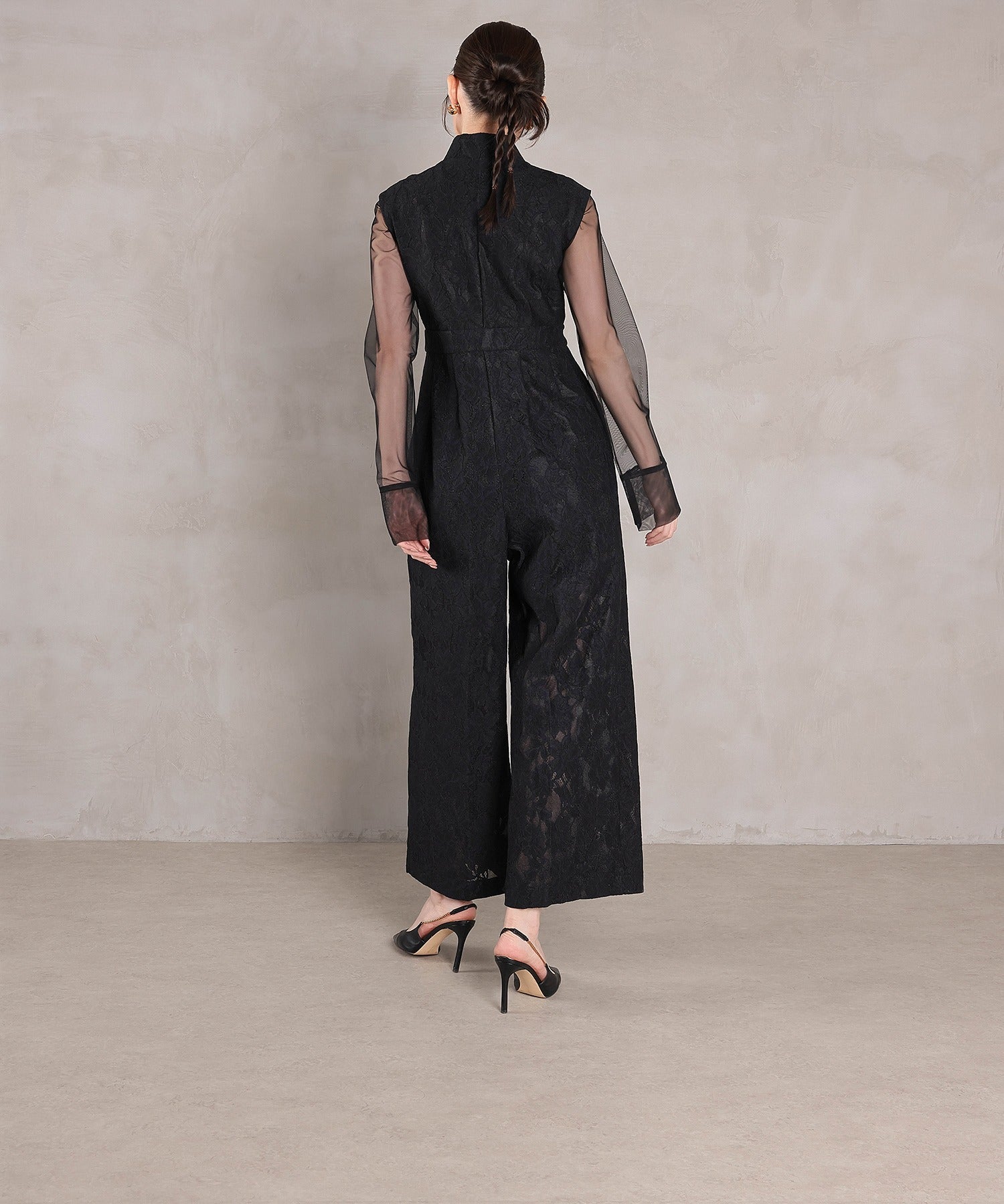 ボンディングレース オールインワン パンツドレス シアートップス 2点セット