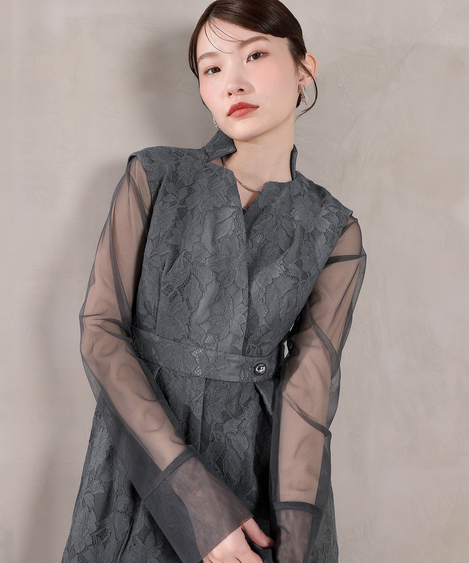 ボンディングレース オールインワン パンツドレス シアートップス 2点セット