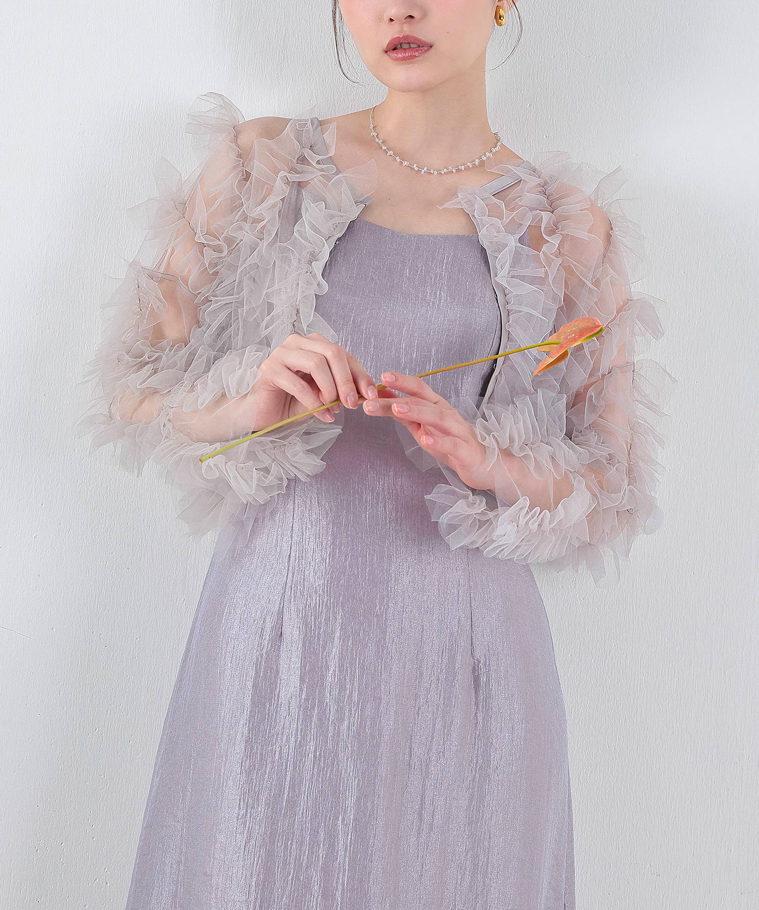 チュールフリル ギャザー ボレロ トップス