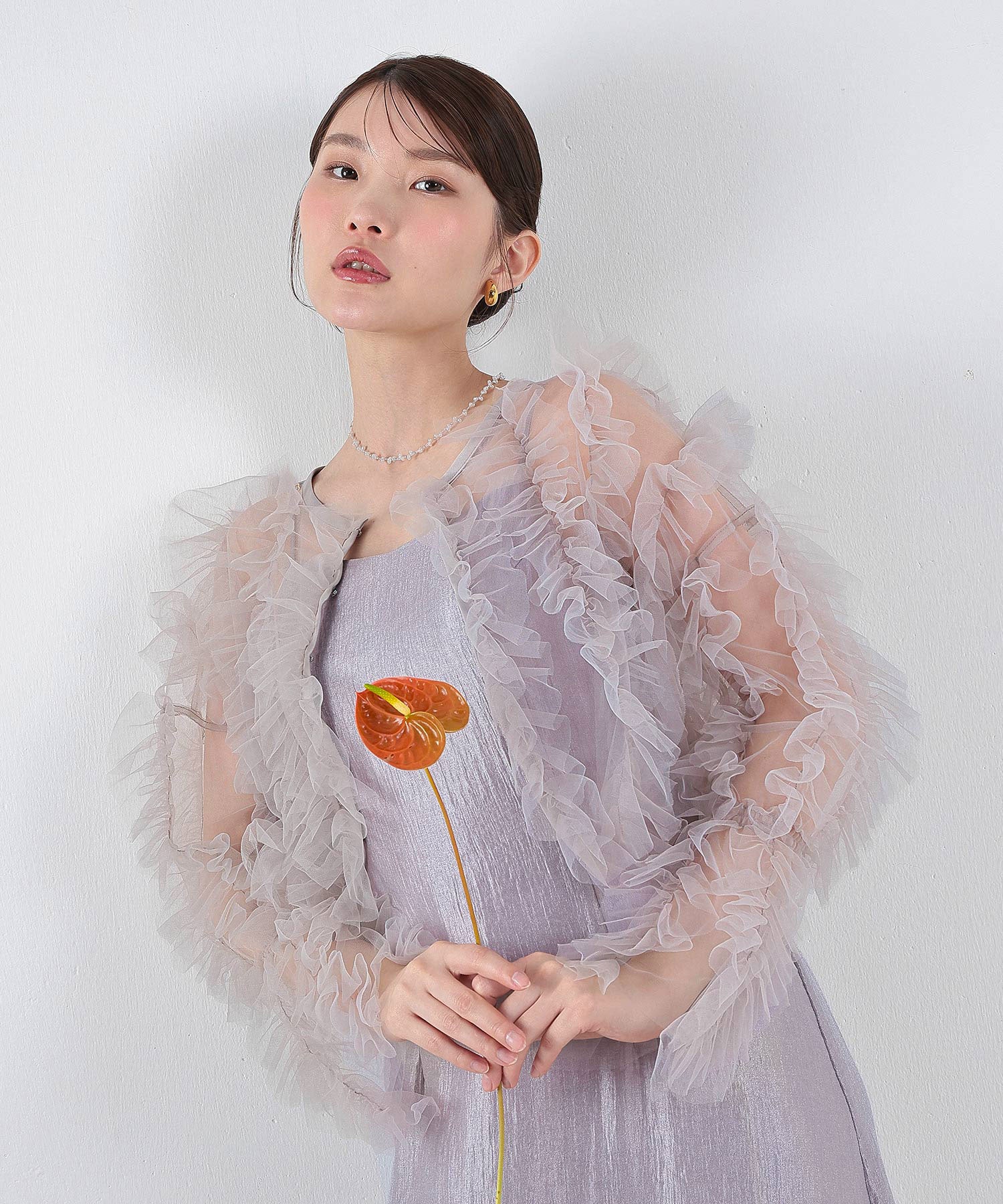 チュールフリル ギャザー ボレロ トップス