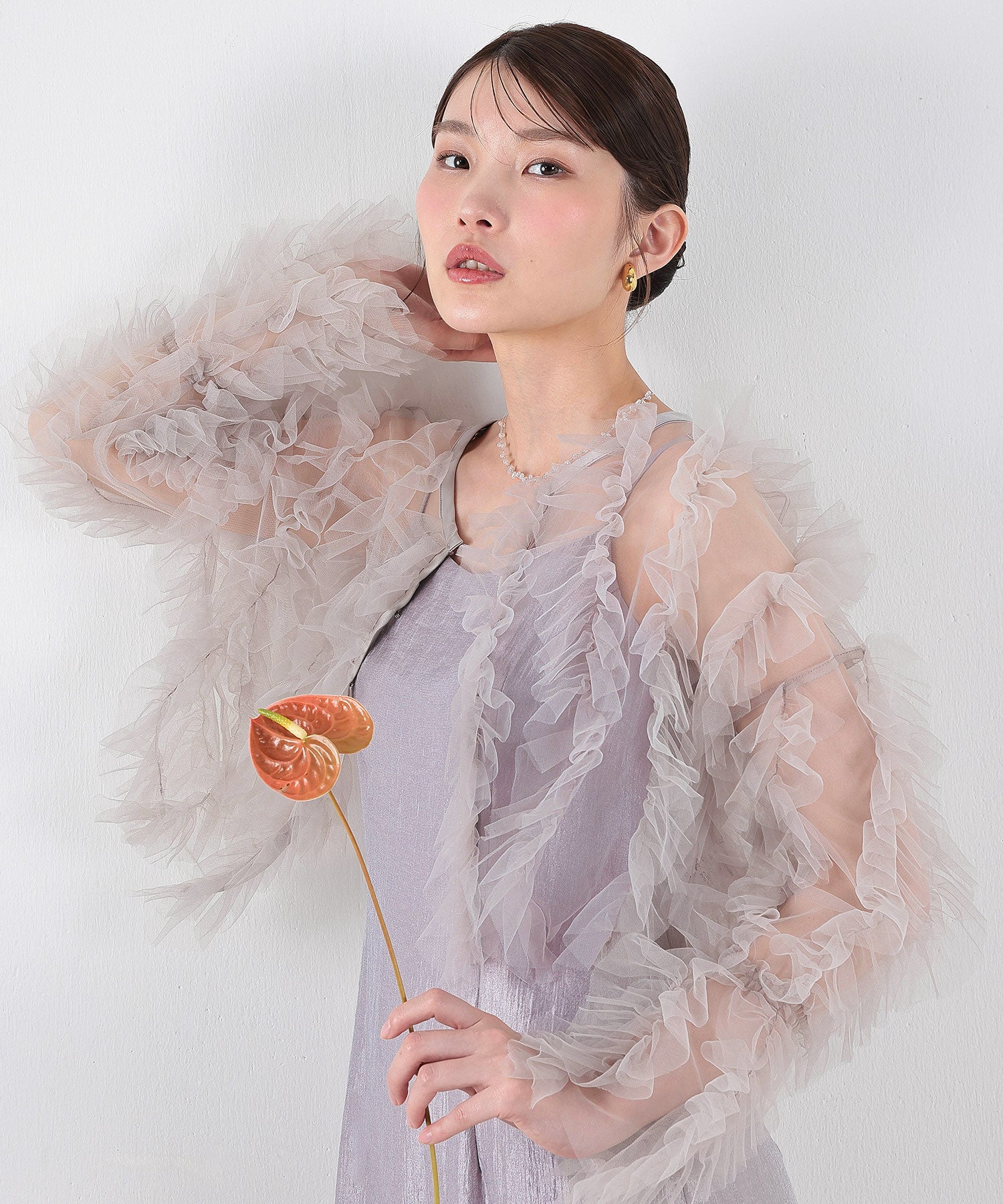 チュールフリル ギャザー ボレロ トップス