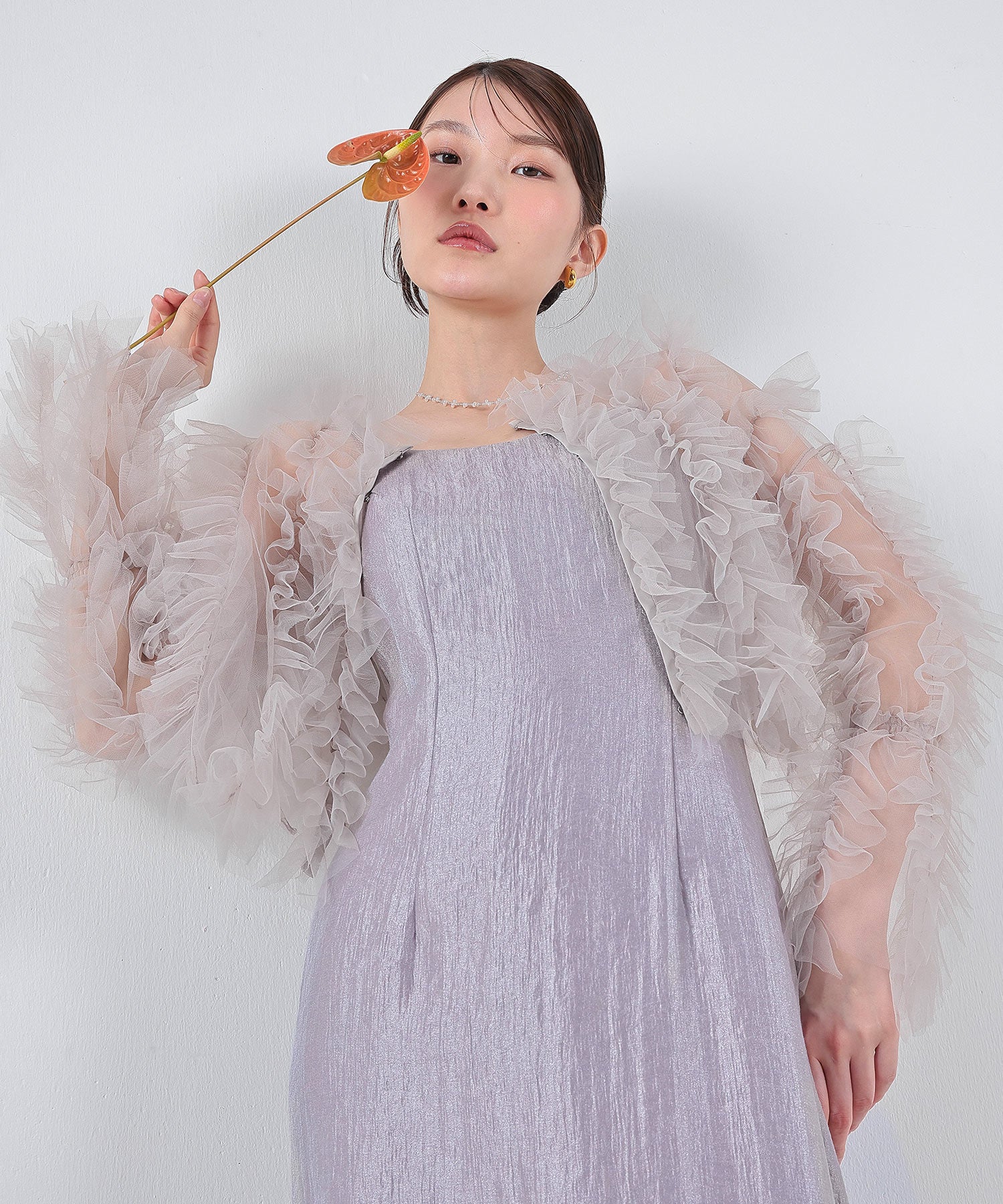 チュールフリル ギャザー ボレロ トップス