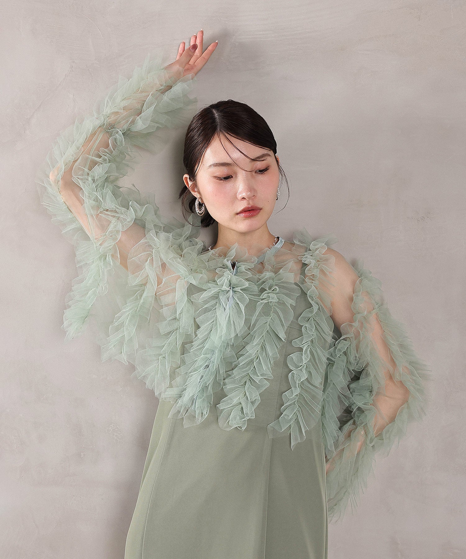 チュールフリル ギャザー ボレロ トップス