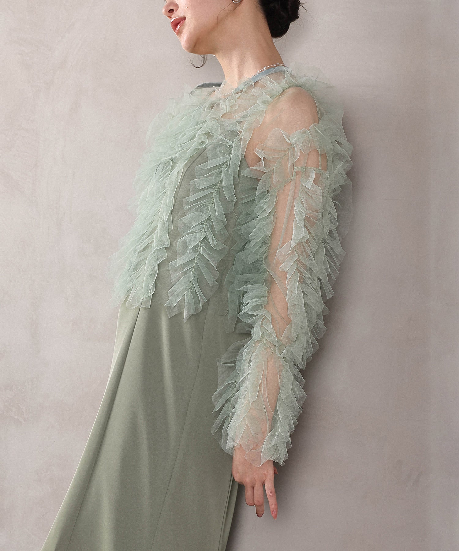 チュールフリル ギャザー ボレロ トップス