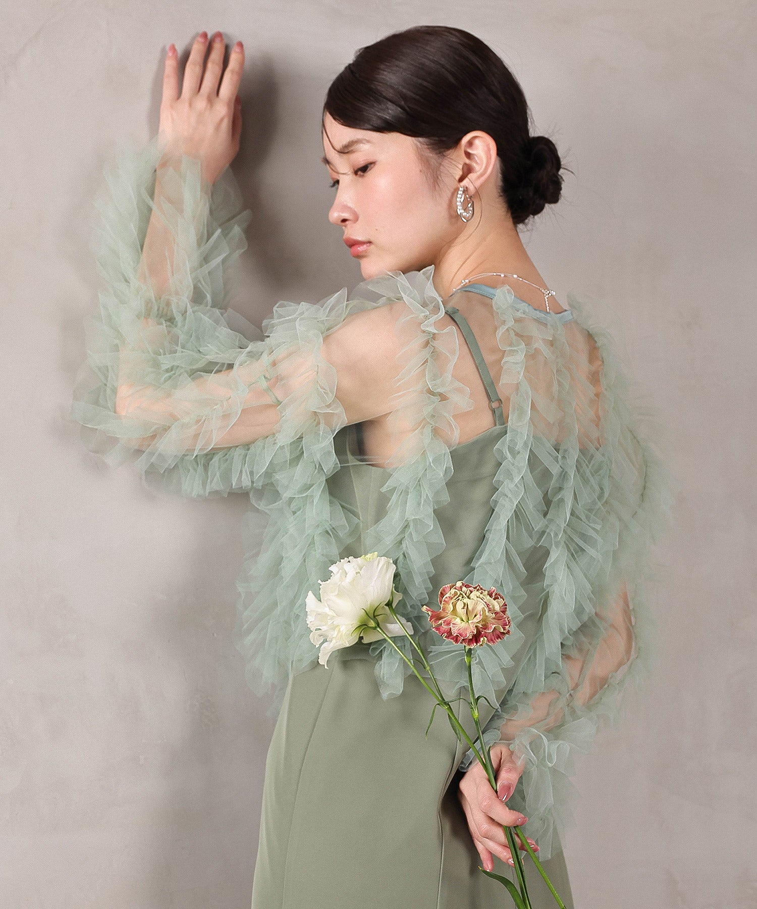 チュールフリル ギャザー ボレロ トップス