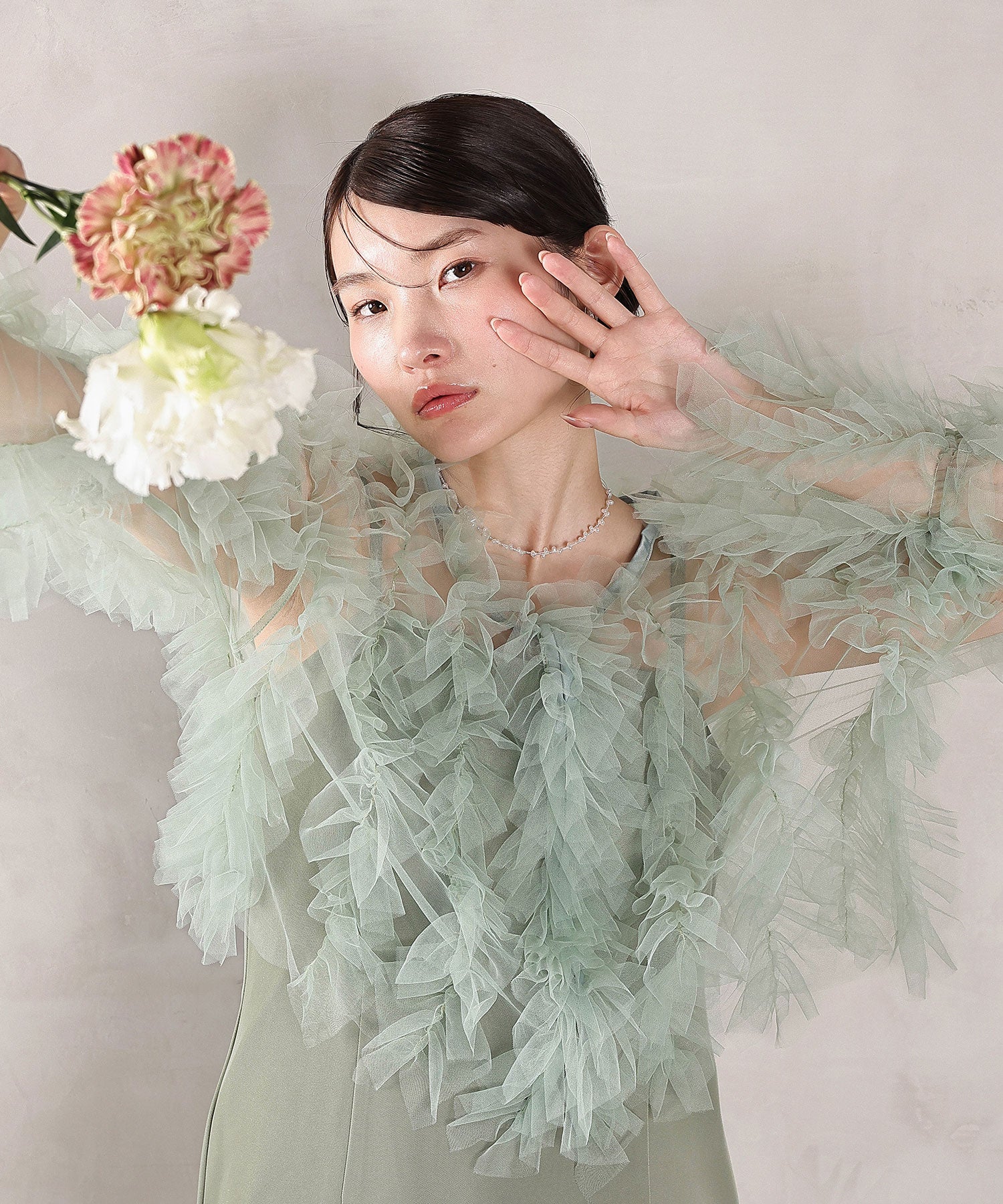 チュールフリル ギャザー ボレロ トップス