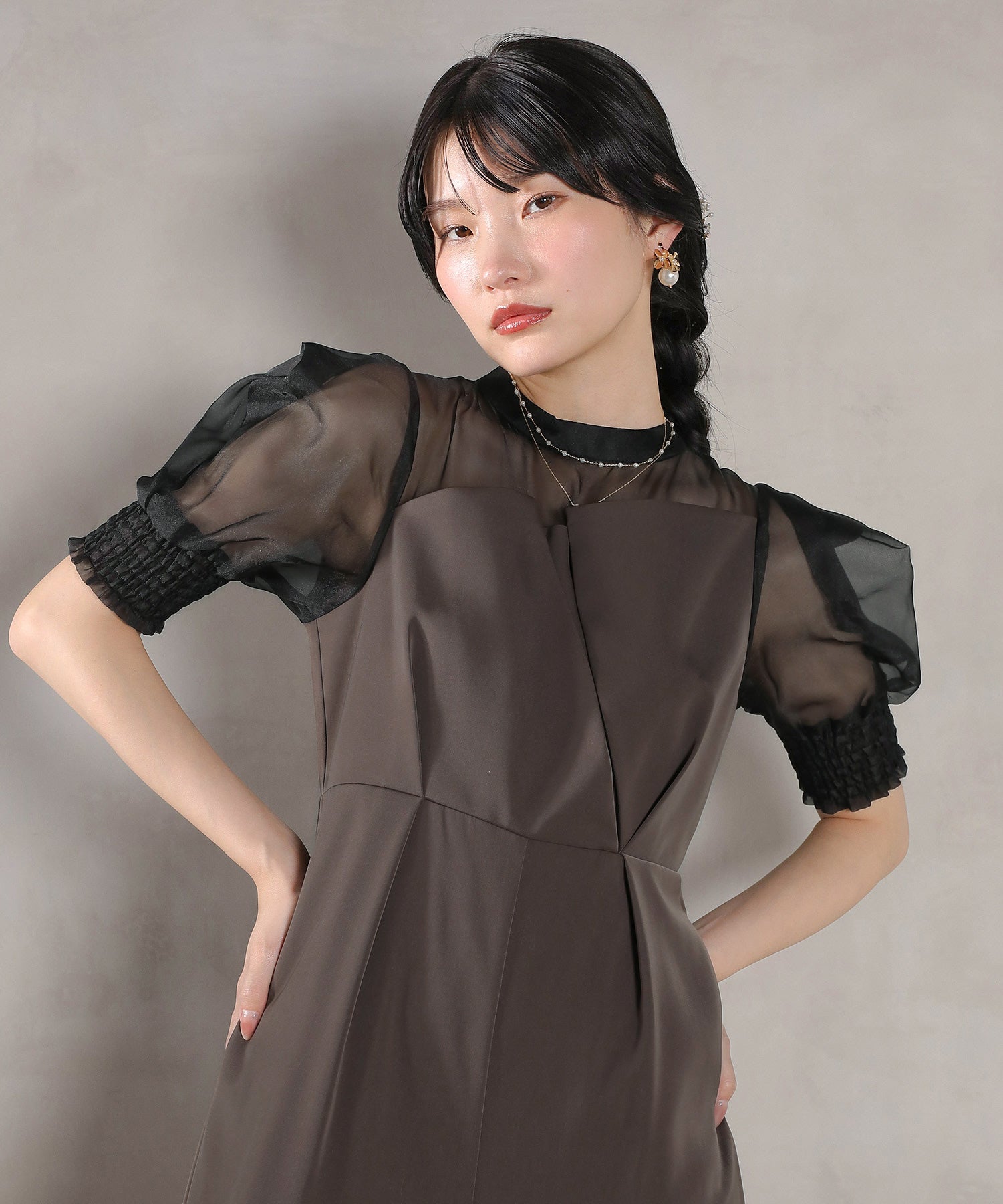 シアーボックススリーブ オケージョン パンツドレス 結婚式ドレス