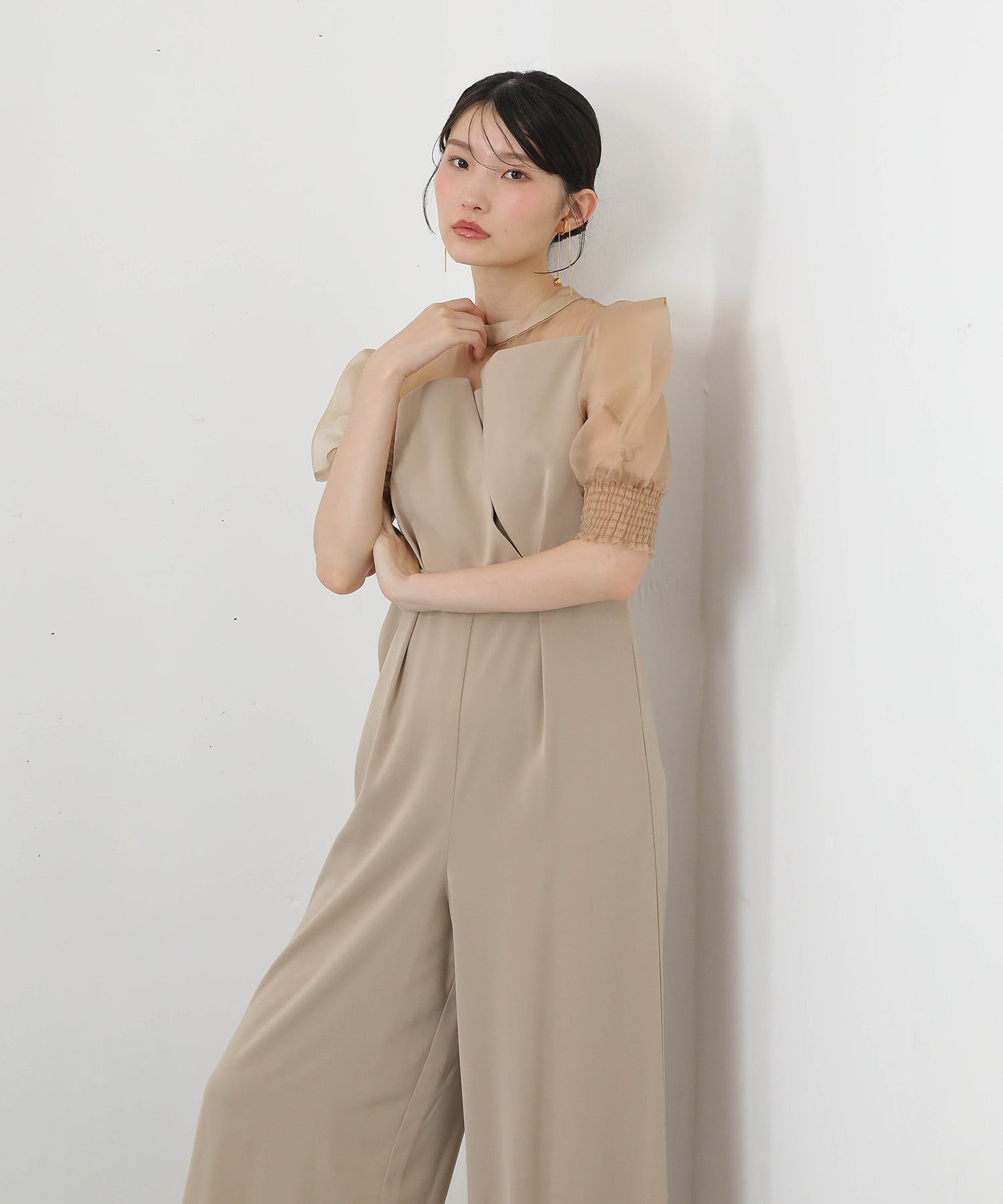 シアーボックススリーブ オケージョン パンツドレス 結婚式ドレス