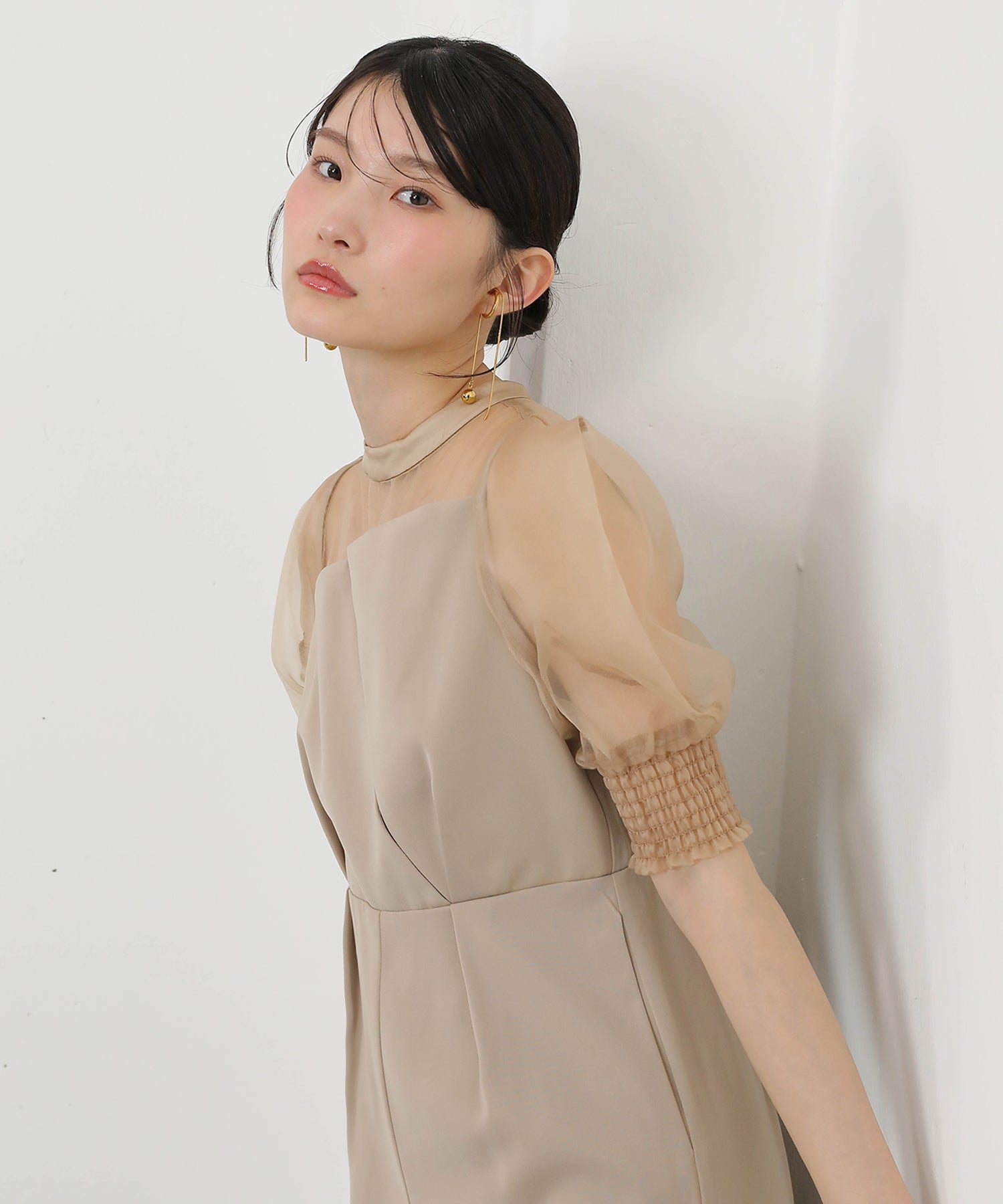 シアーボックススリーブ オケージョン パンツドレス 結婚式ドレス