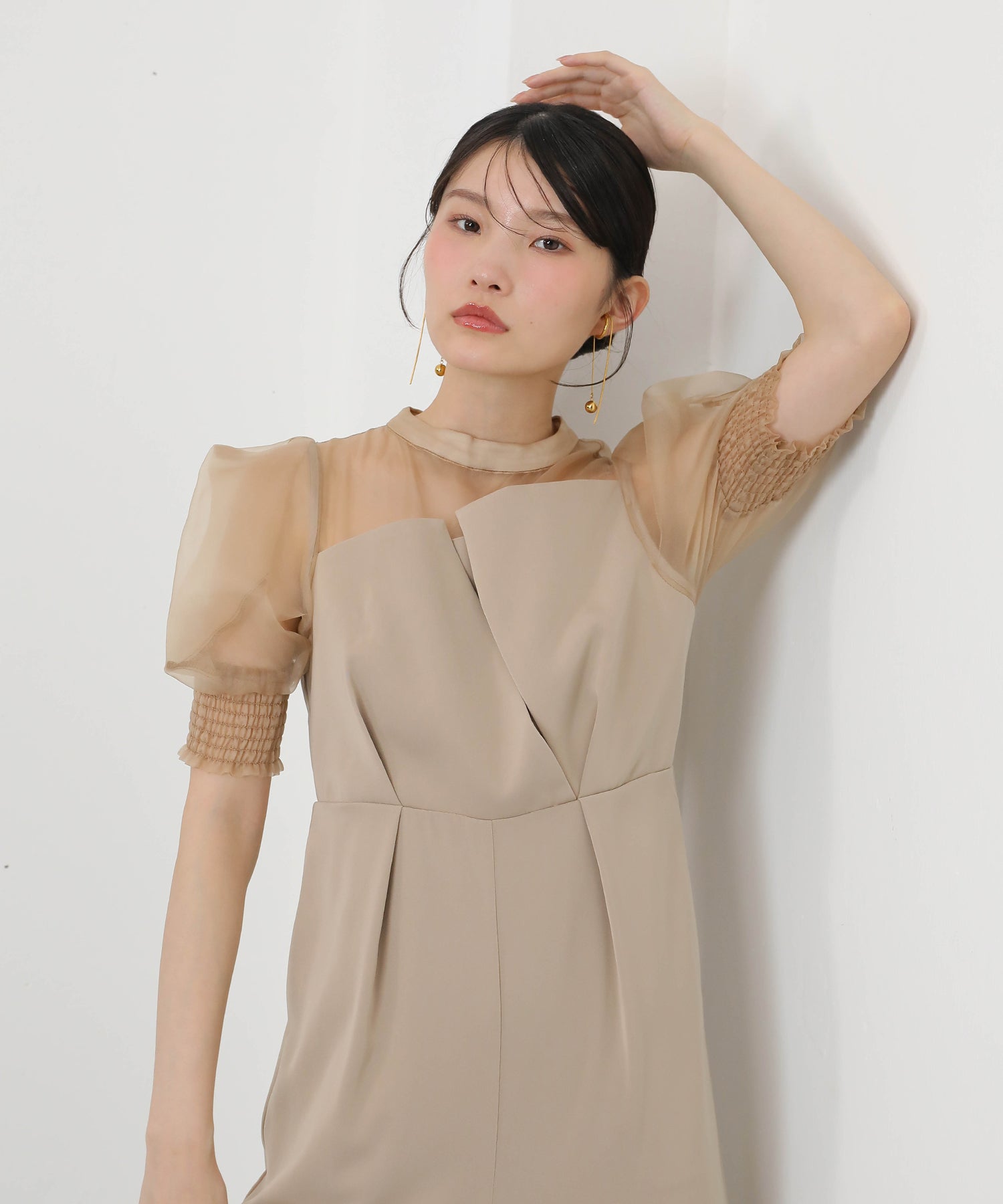 シアーボックススリーブ オケージョン パンツドレス 結婚式ドレス