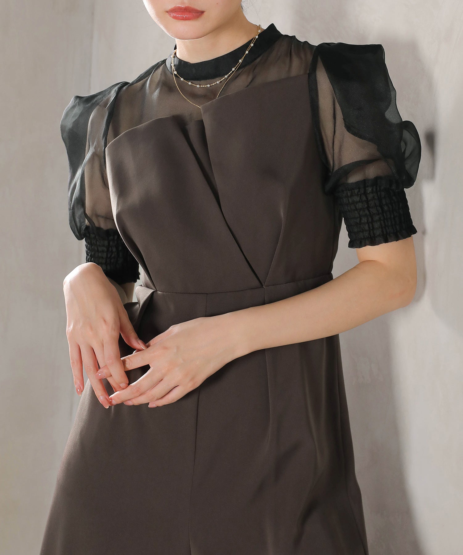 シアーボックススリーブ オケージョン パンツドレス 結婚式ドレス