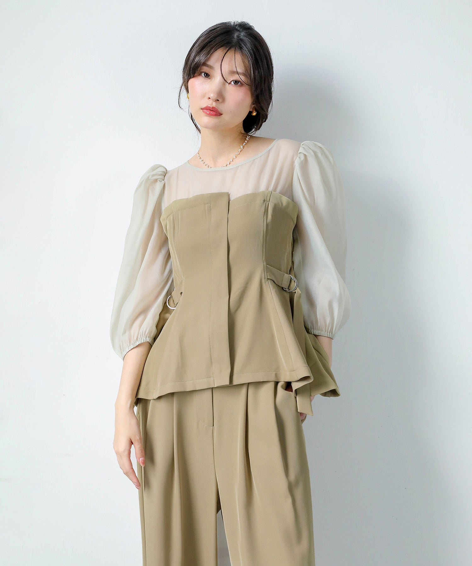 ビスチェペプラムトップス パンツ セットアップ ドレス