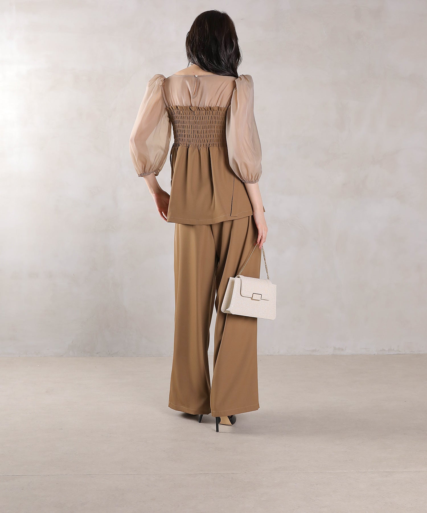 ビスチェペプラムトップス パンツ セットアップ ドレス