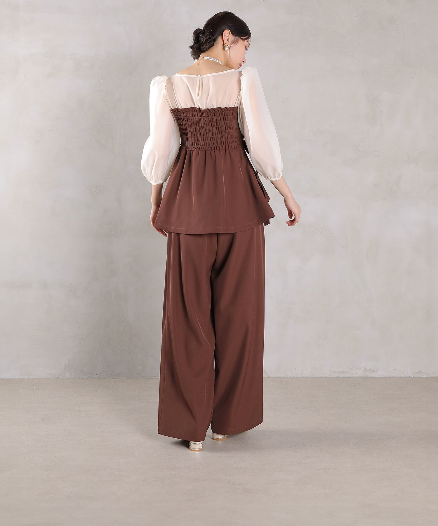 ビスチェペプラムトップス パンツ セットアップ ドレス