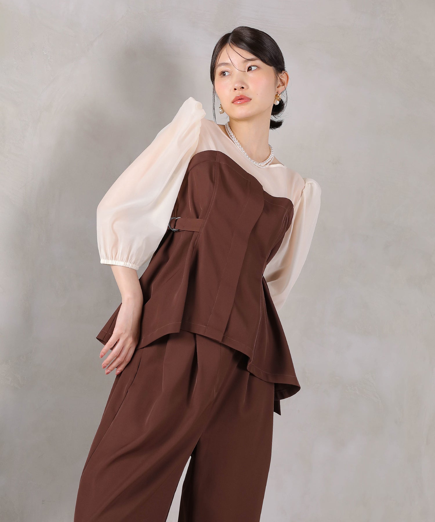 ビスチェペプラムトップス パンツ セットアップ ドレス