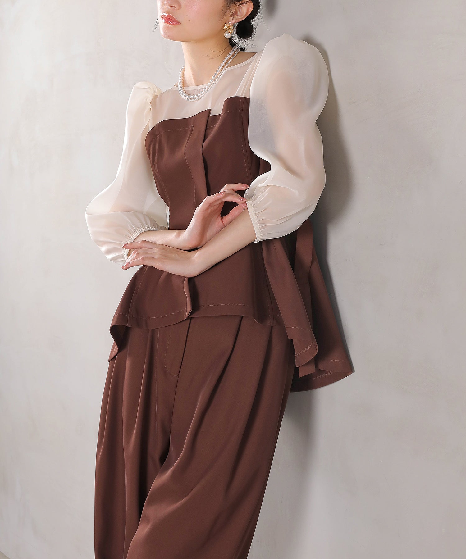 ビスチェペプラムトップス パンツ セットアップ ドレス