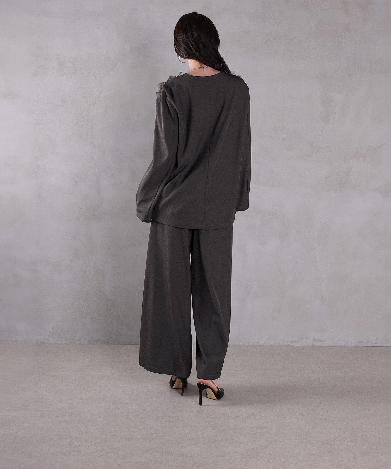 チュールフリル ジャケット ワイドパンツ 2点セット