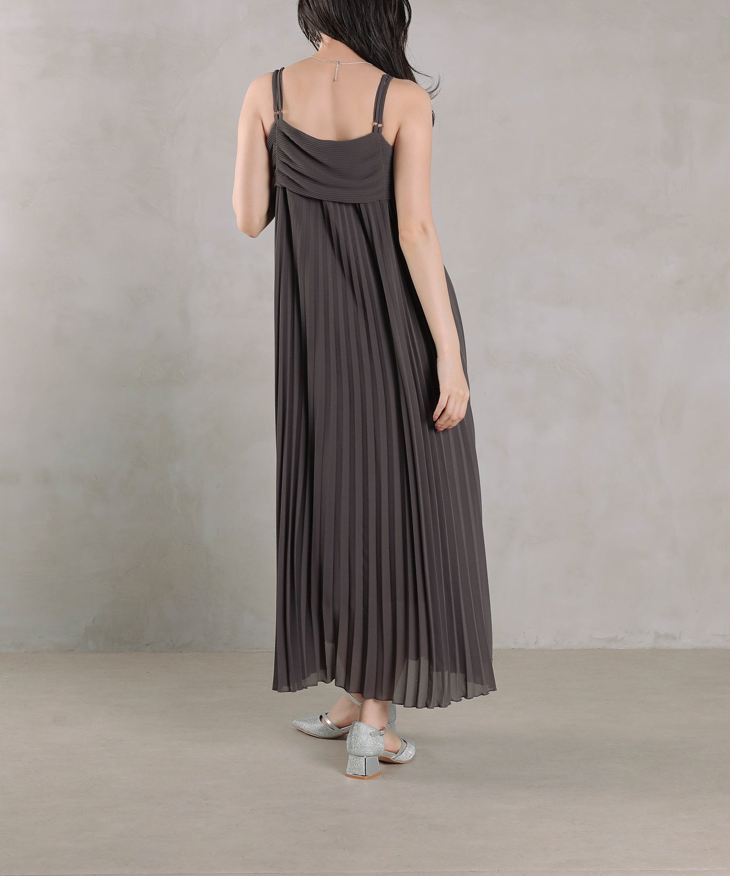 プリ―ツ Aライン ワンピース ジレ ジャケット 2点セット