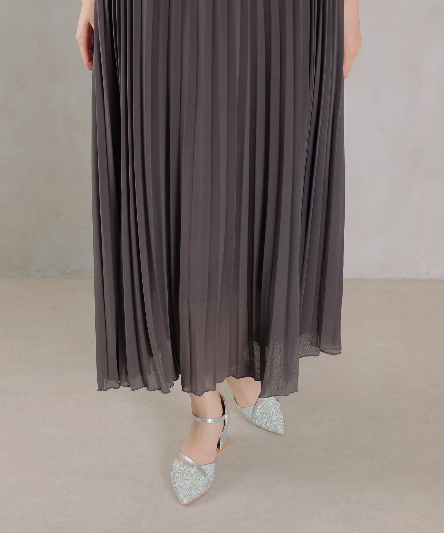 プリ―ツ Aライン ワンピース ジレ ジャケット 2点セット