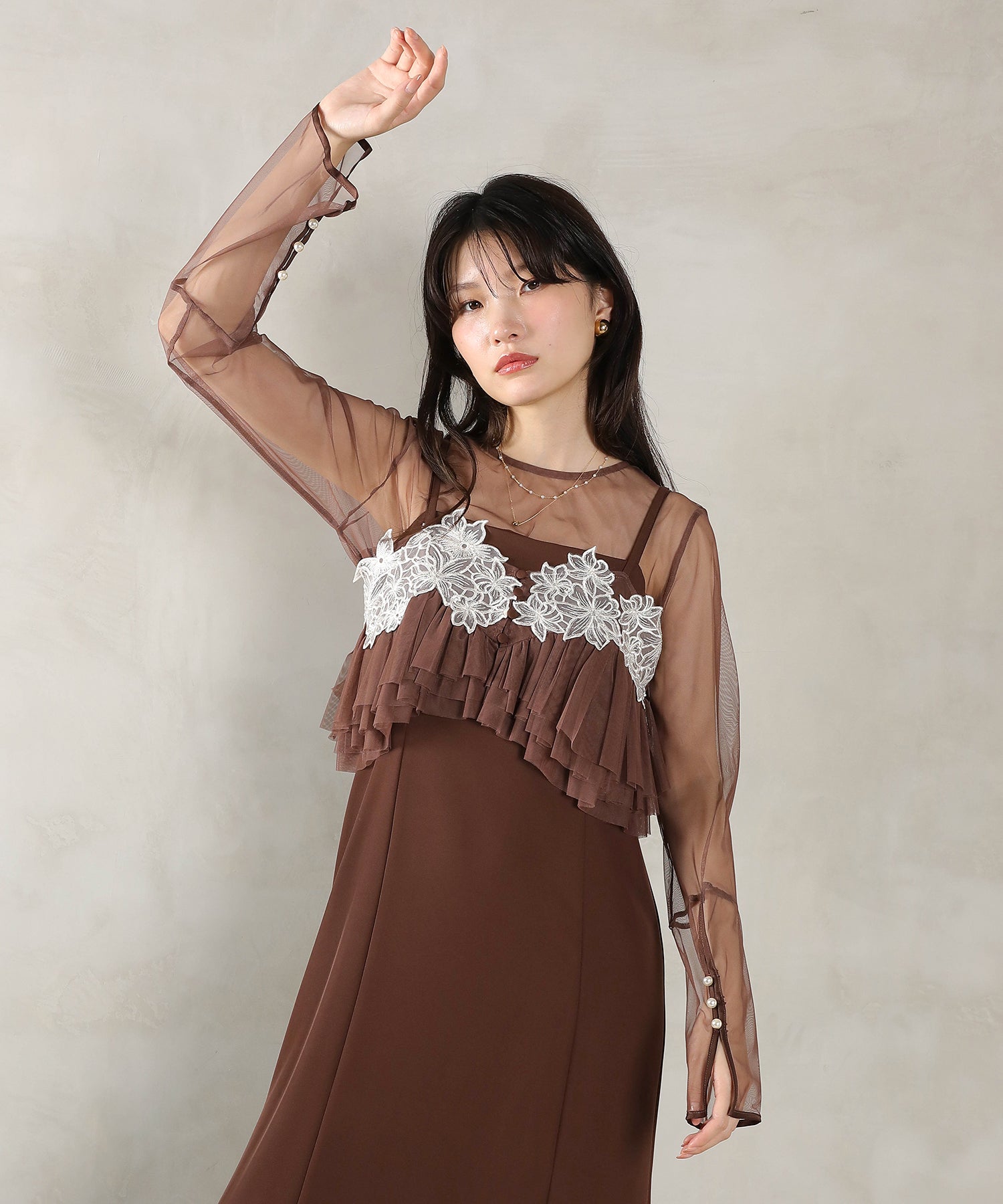 エンブロイダリーレース チュール フレア ビスチェ シアートップス I