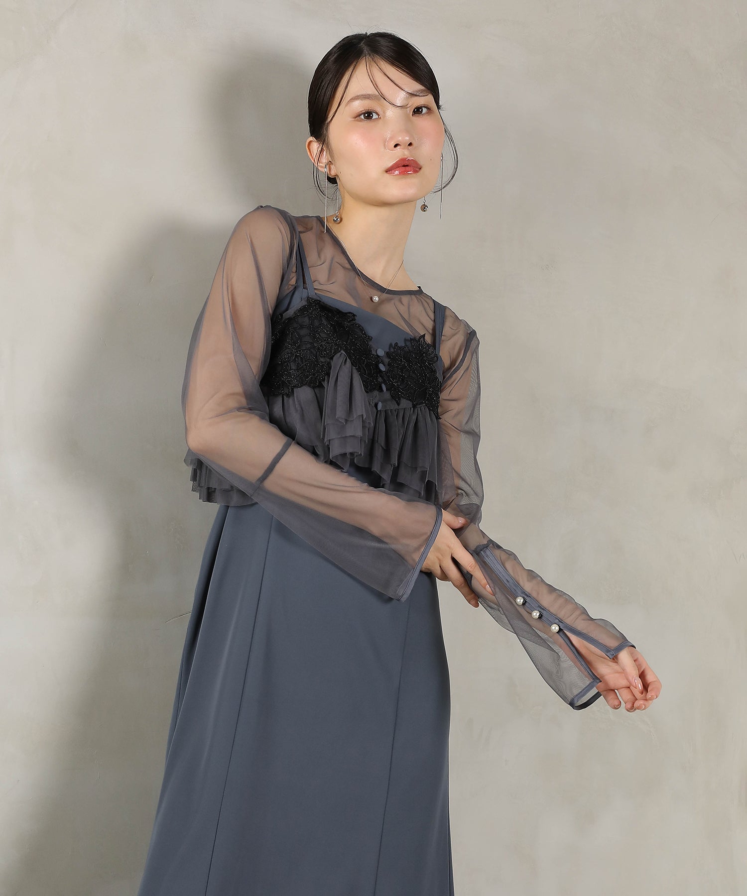 エンブロイダリーレース チュール フレア ビスチェ シアートップス I