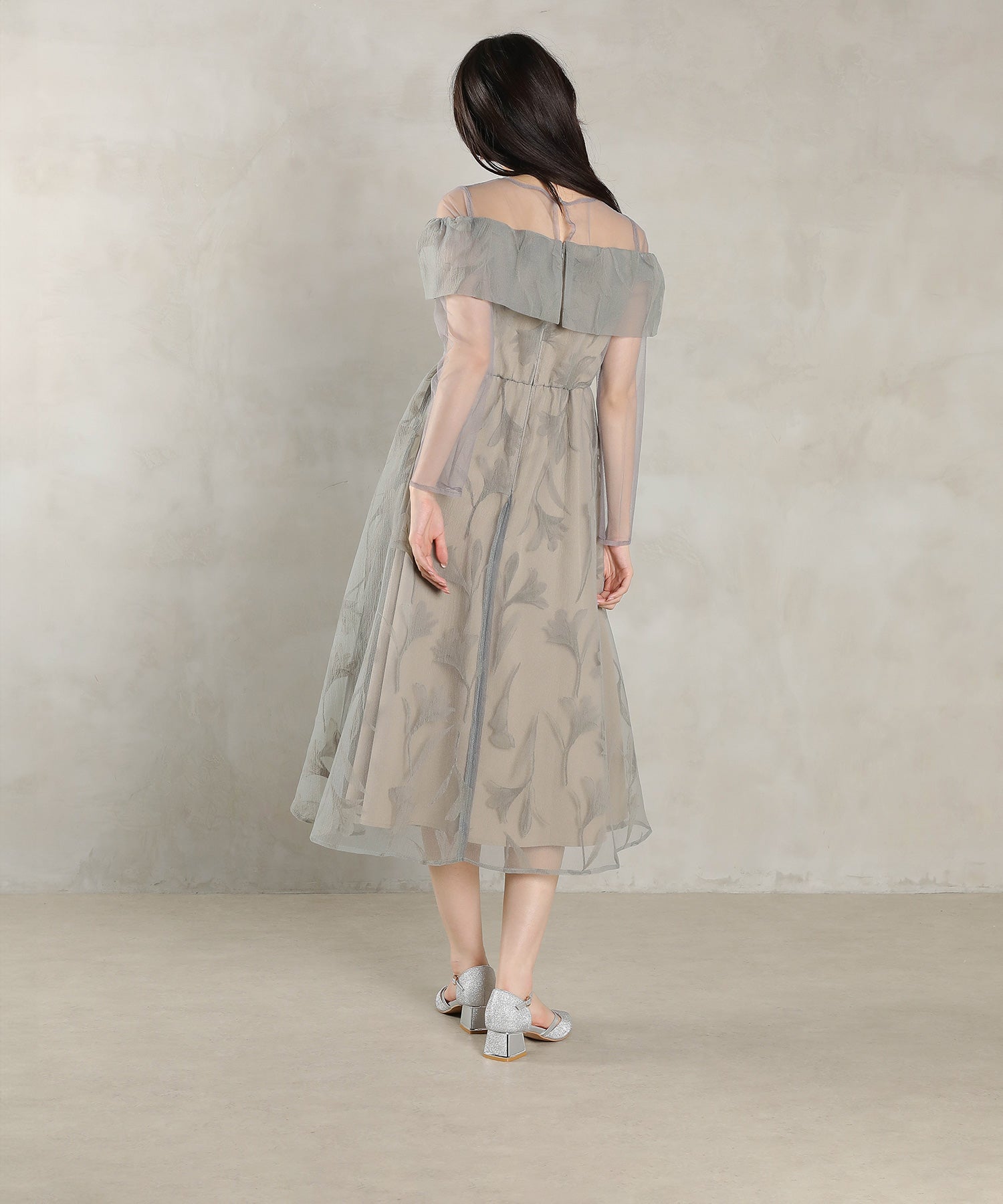 フロッキーレース チュール ボリュームデザイン Aライン ワンピース