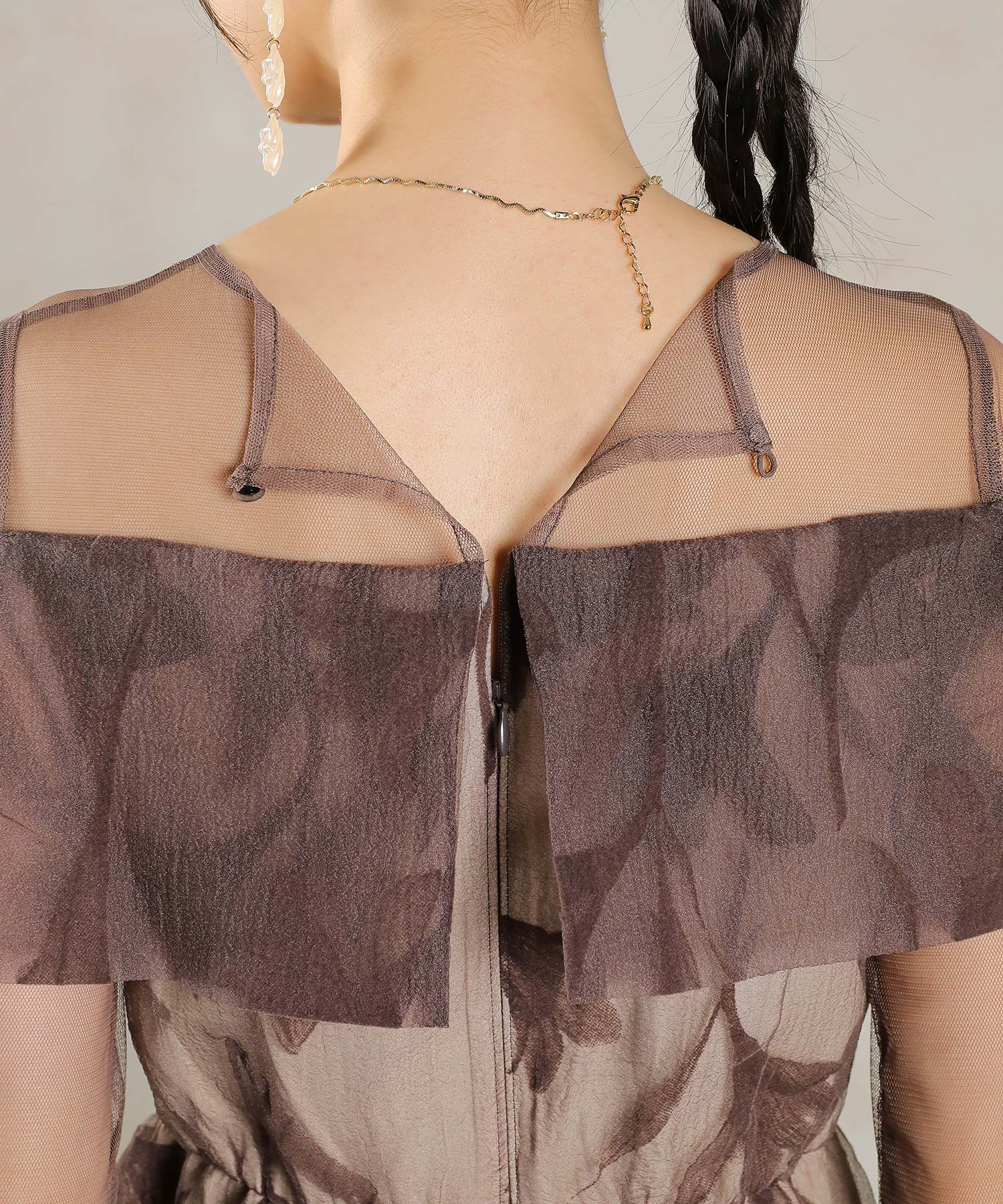 フロッキーレース チュール ボリュームデザイン Aライン ワンピース ドレスパーティー 結婚式 お呼ばれ オケージョン