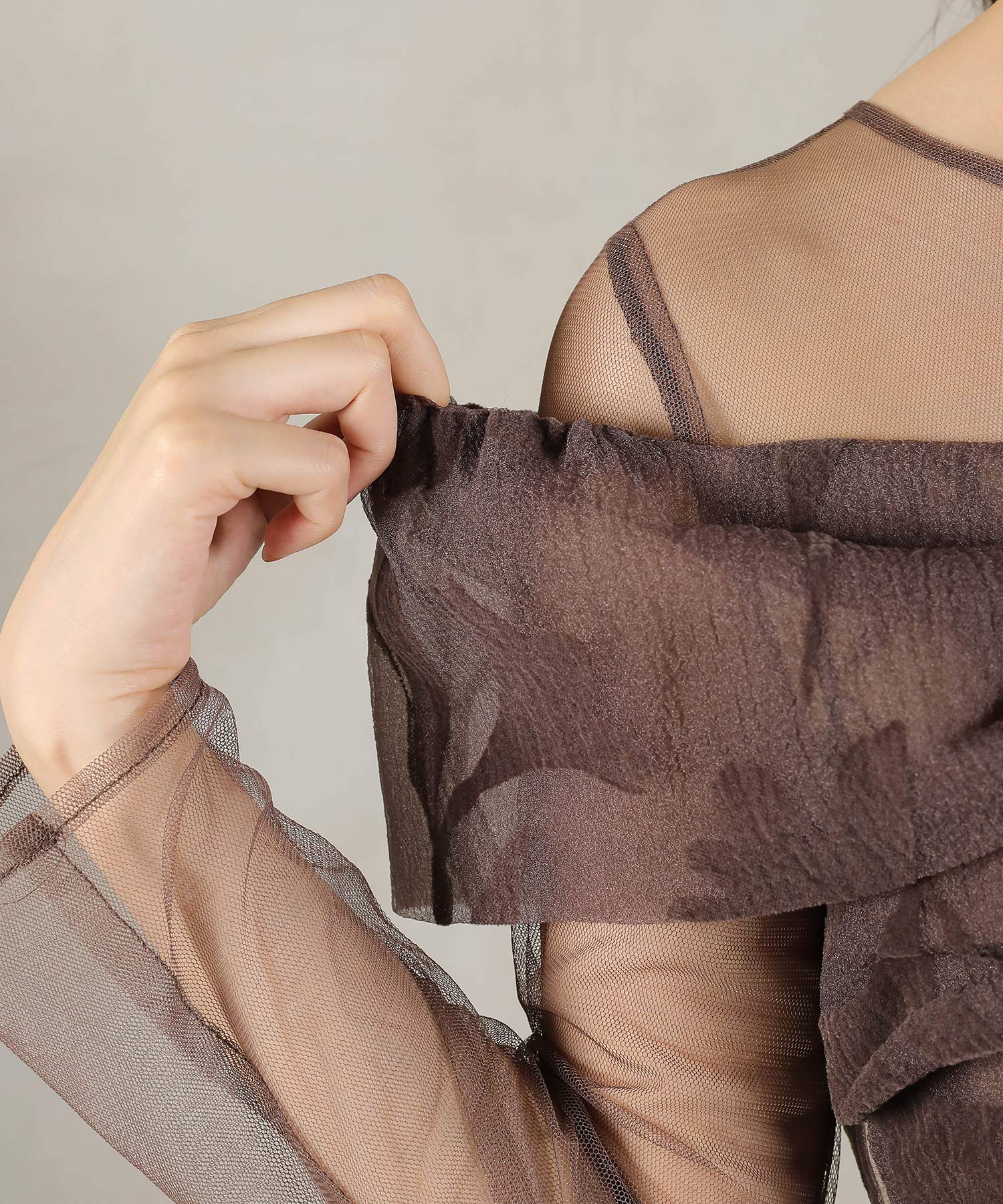 フロッキーレース チュール ボリュームデザイン Aライン ワンピース ドレスパーティー 結婚式 お呼ばれ オケージョン