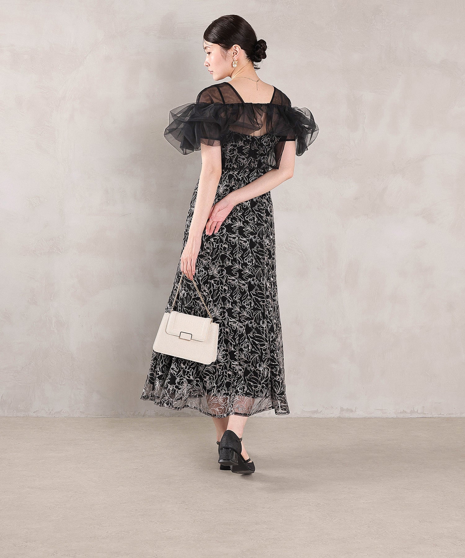 ボリュームボレロ花柄ワンピースドレス 2点セットワンピースドレス