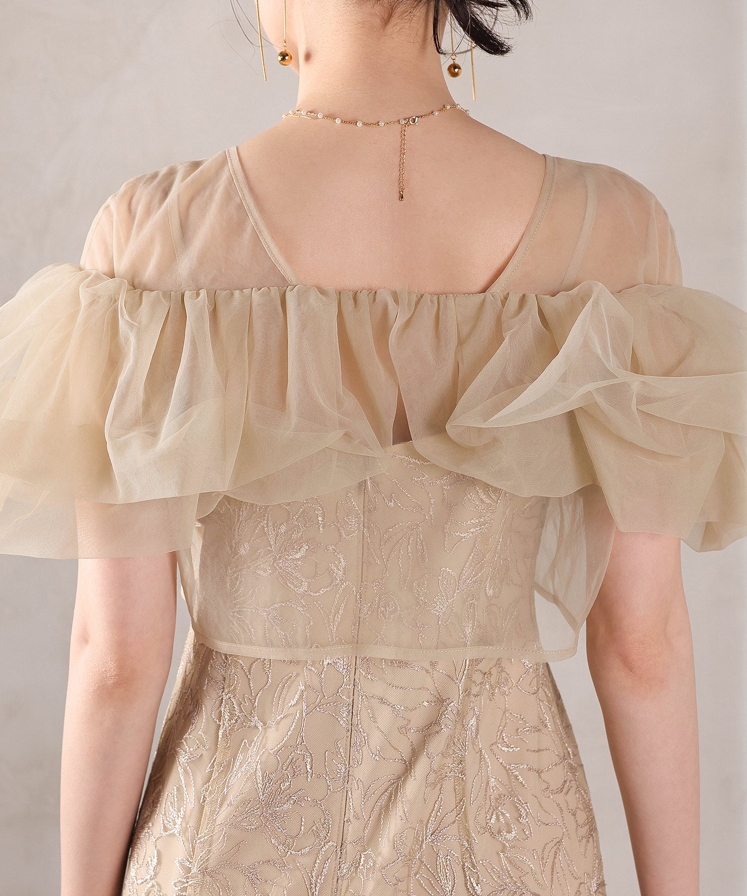 ボリュームボレロ花柄ワンピースドレス 2点セットワンピースドレス