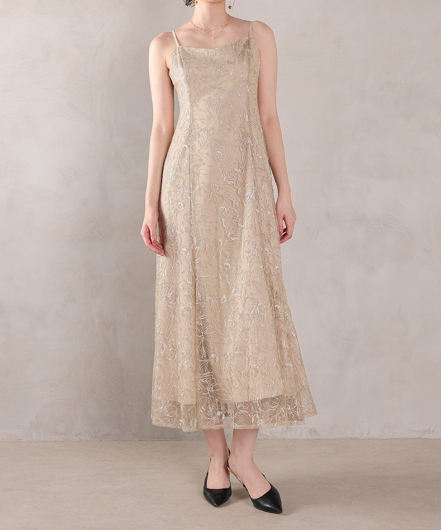 ボリュームボレロ花柄ワンピースドレス 2点セットワンピースドレス