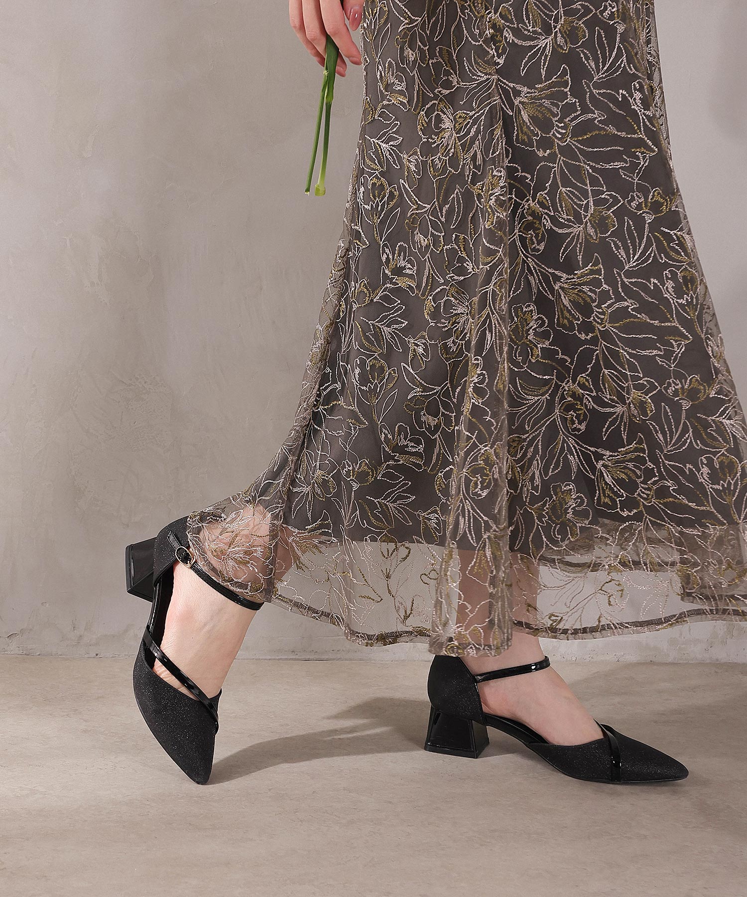 ボリュームボレロ花柄ワンピースドレス 2点セットワンピースドレス