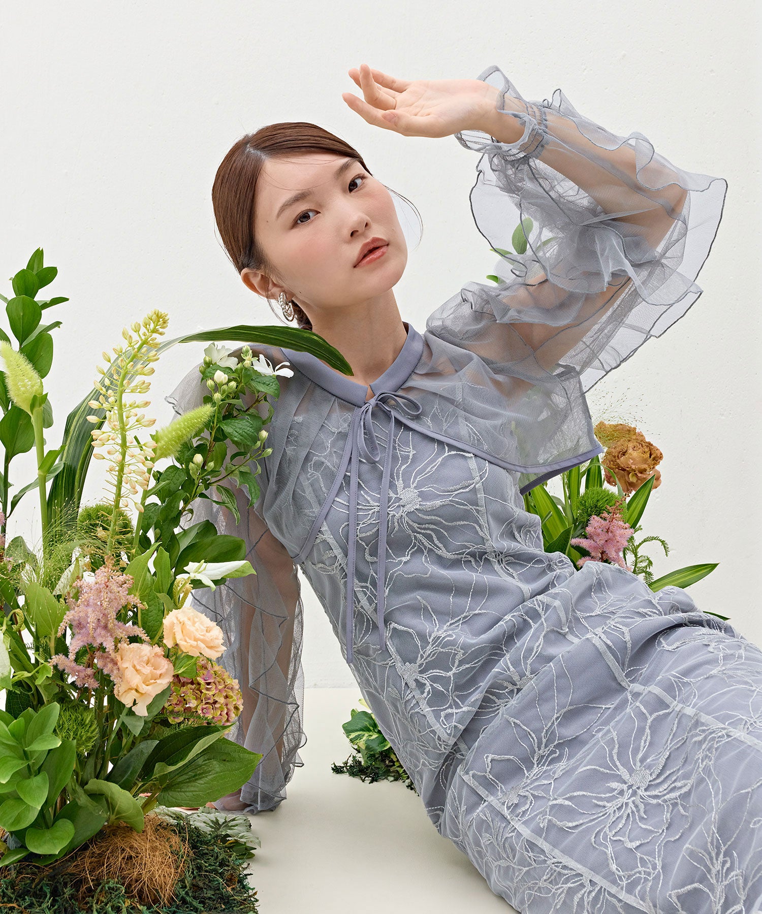 刺繍レースボリュームIラインドレスセットアップ