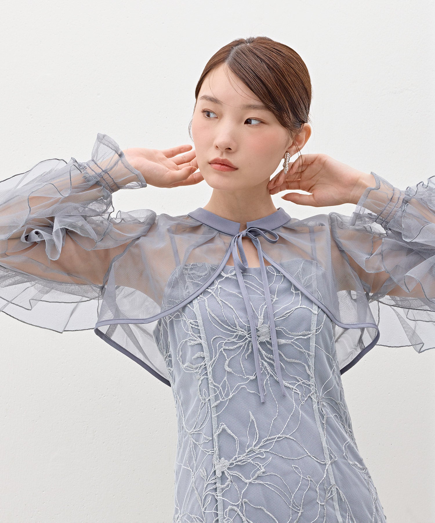 刺繍レースボリュームIラインドレスセットアップ