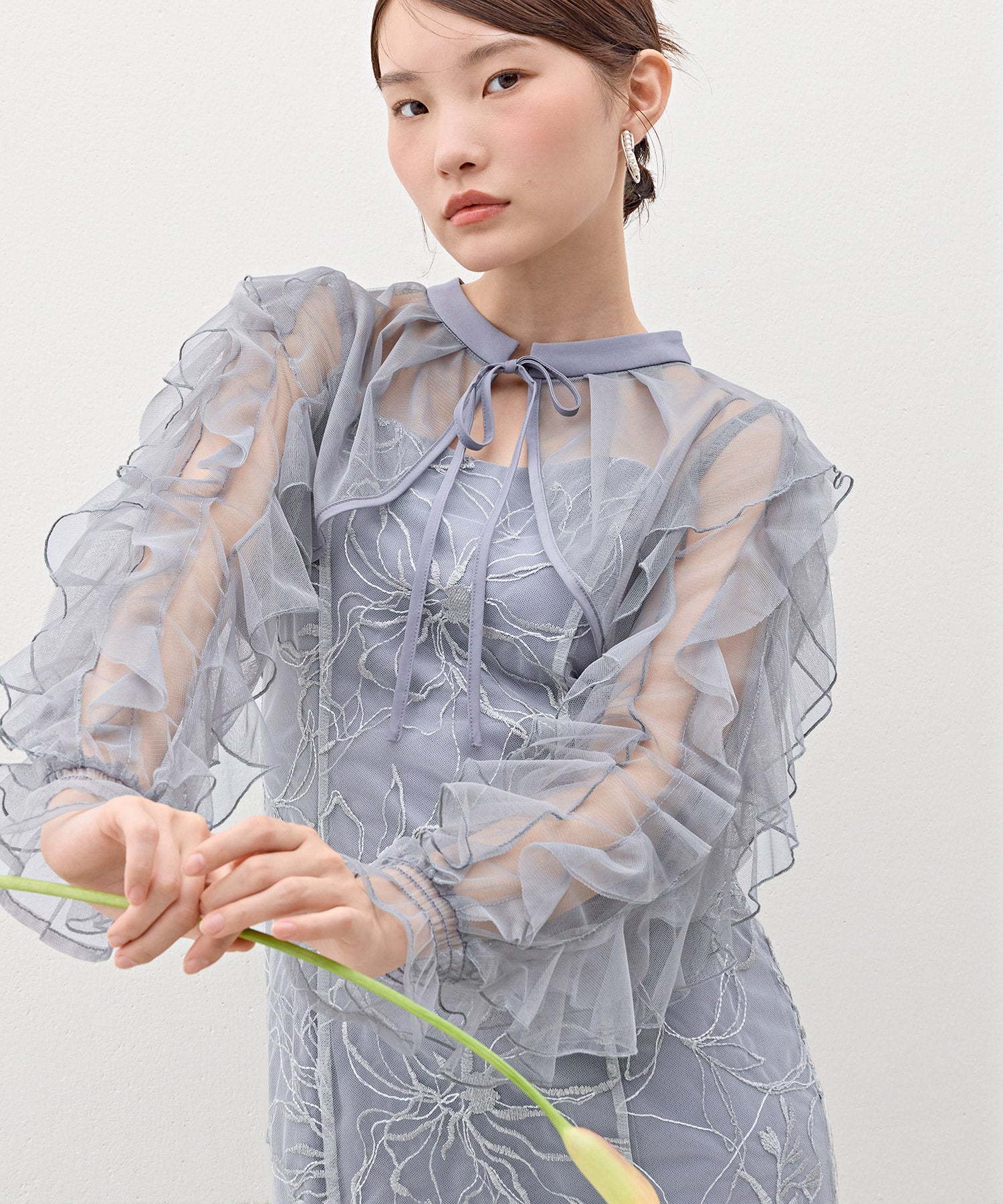 刺繍レースボリュームIラインドレスセットアップ