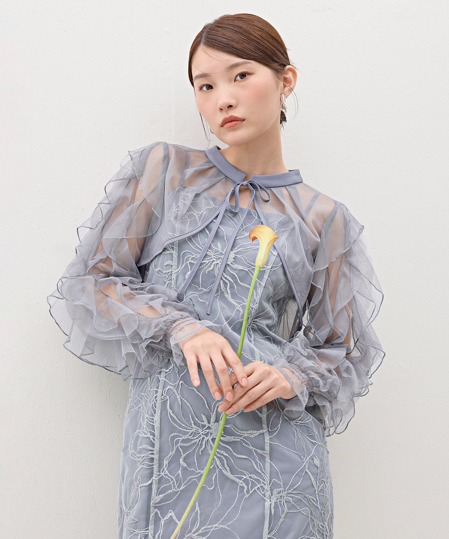 刺繍レースボリュームIラインドレスセットアップ