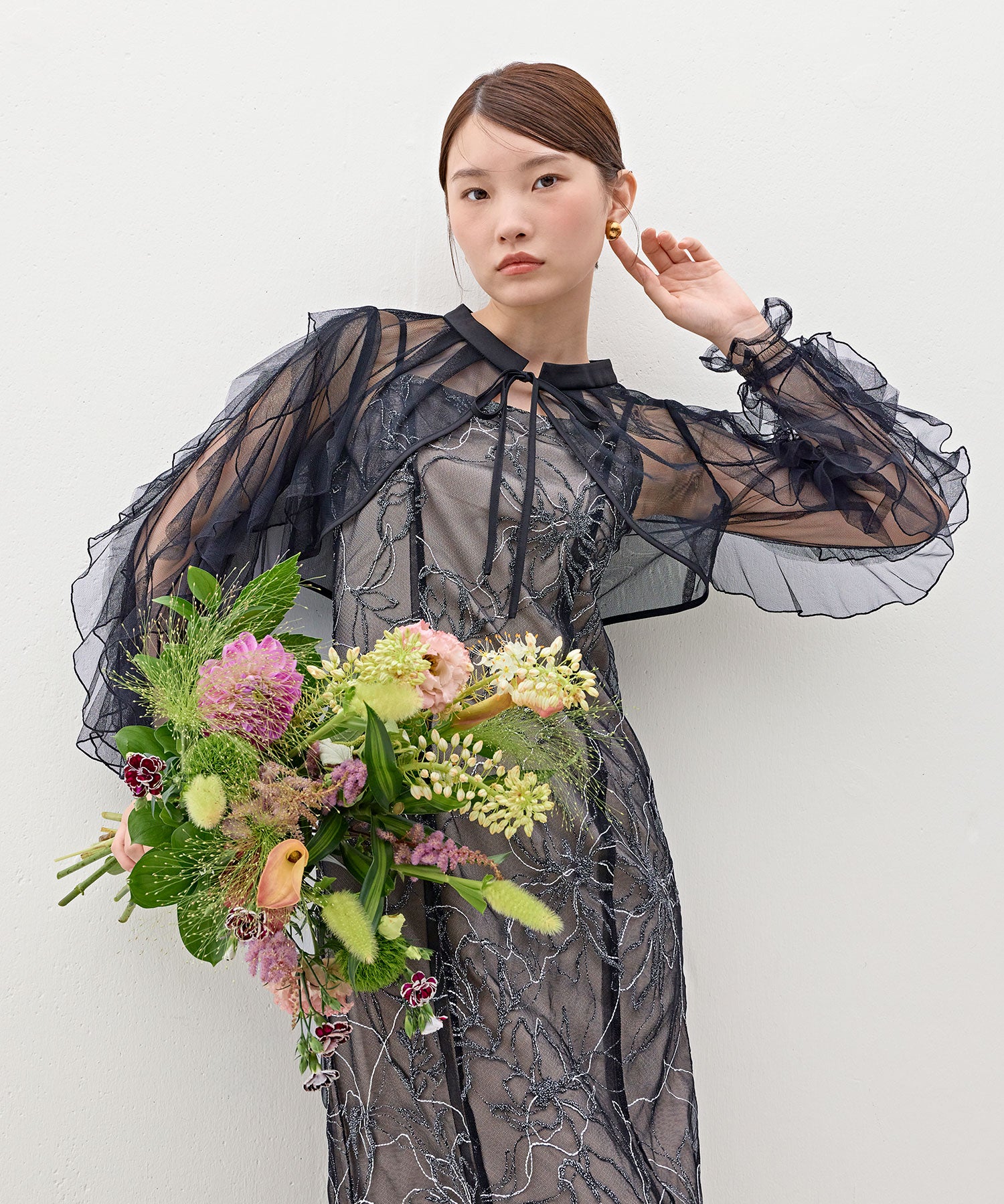 刺繍レースボリュームIラインドレスセットアップ
