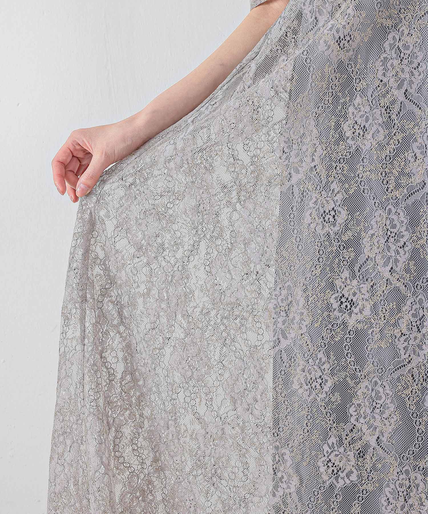 刺繍レースAラインワンピースドレス