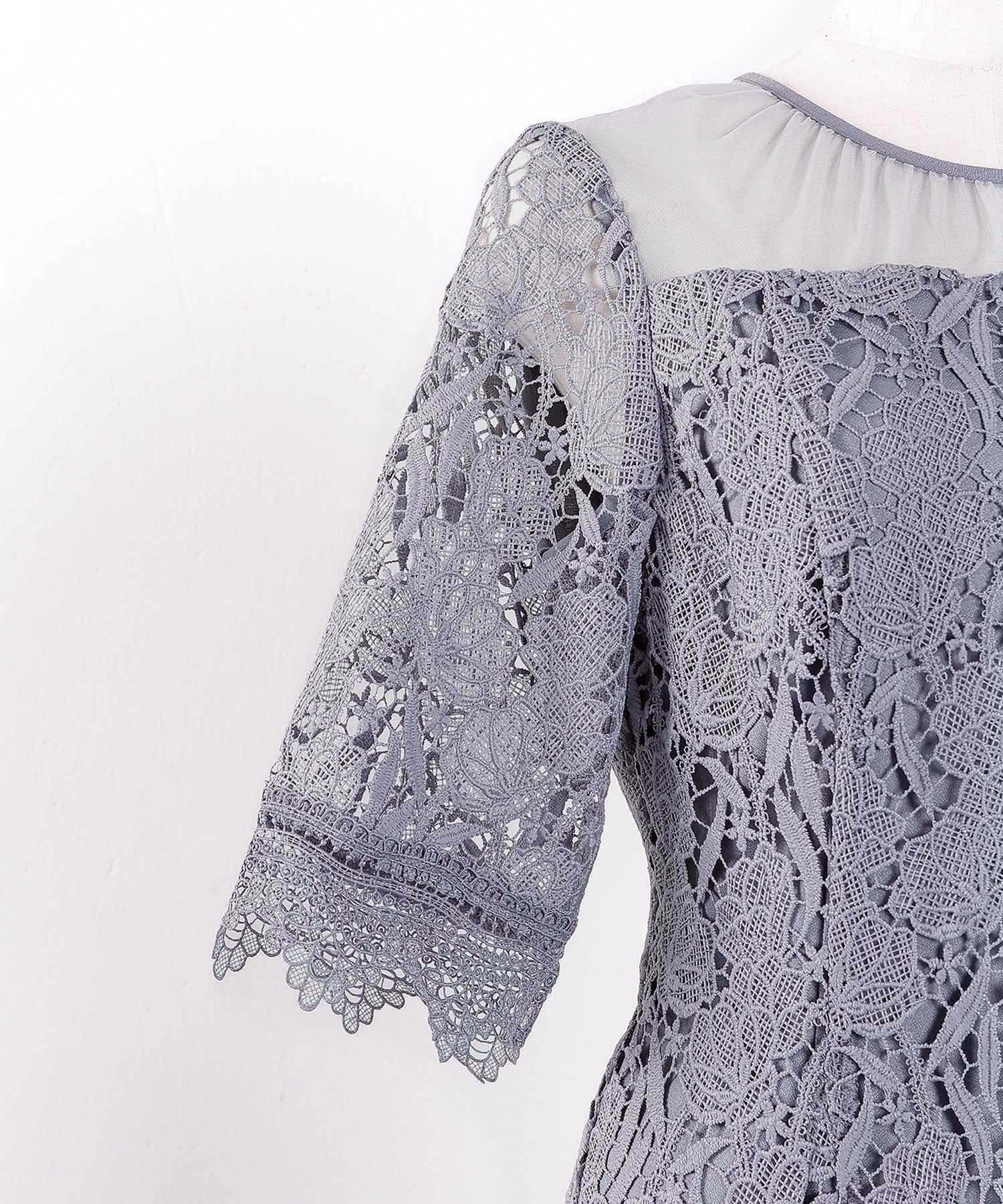 ケミカルレース Aラインワンピースドレス